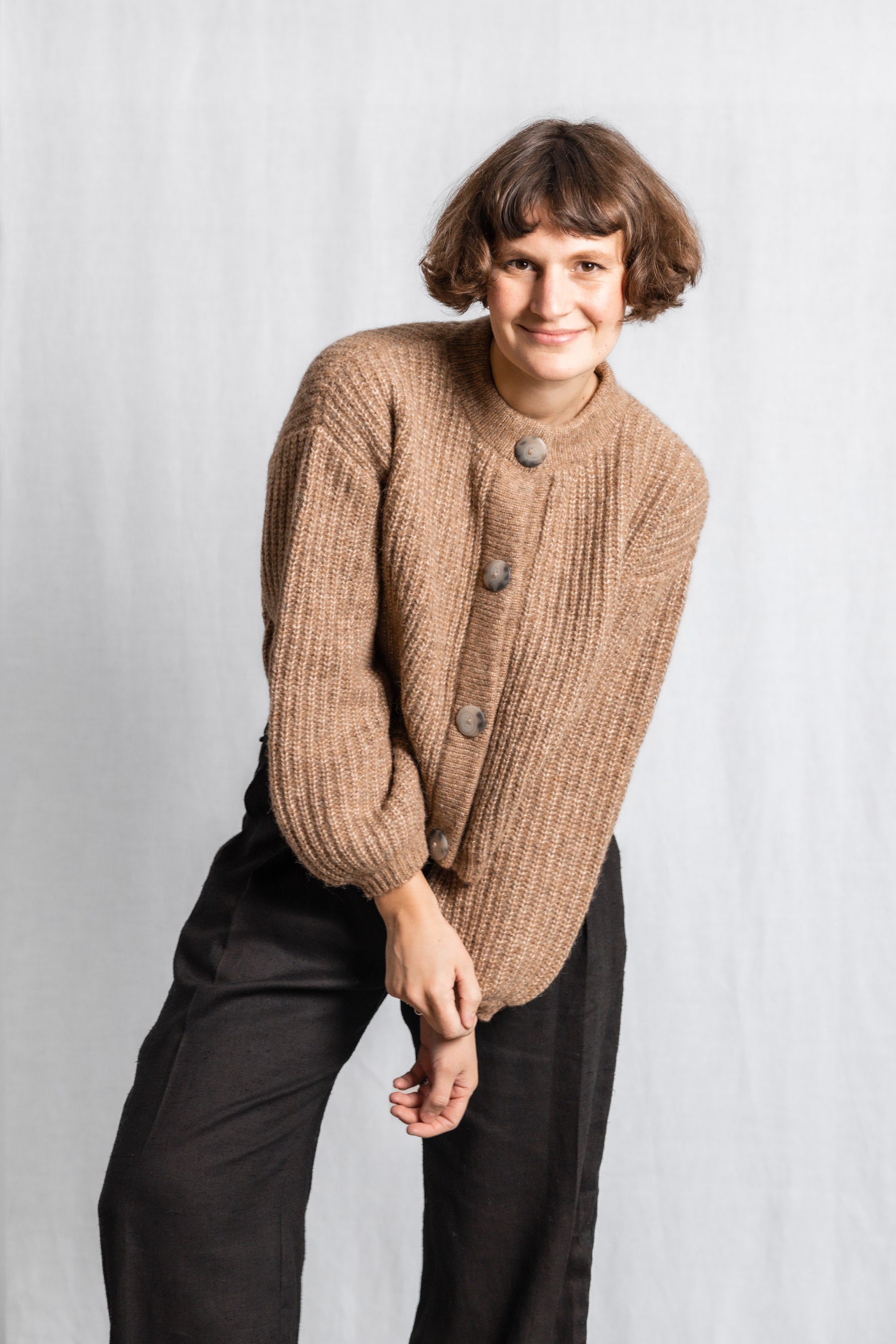 Baby alpaca knitted cardigan Betana Camel