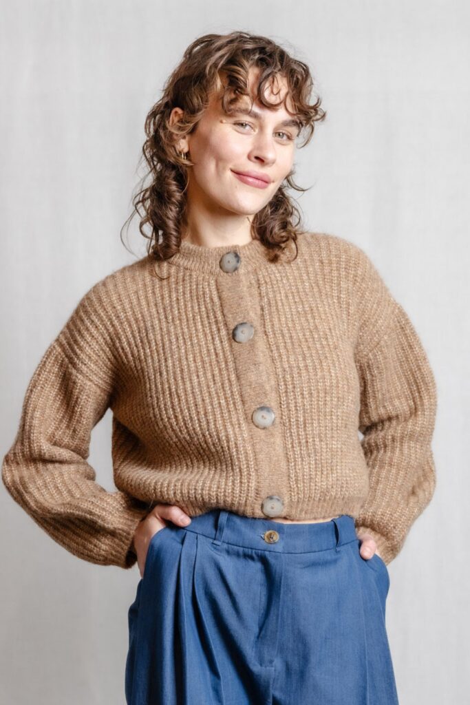 Baby alpaca knitted cardigan Betana Camel