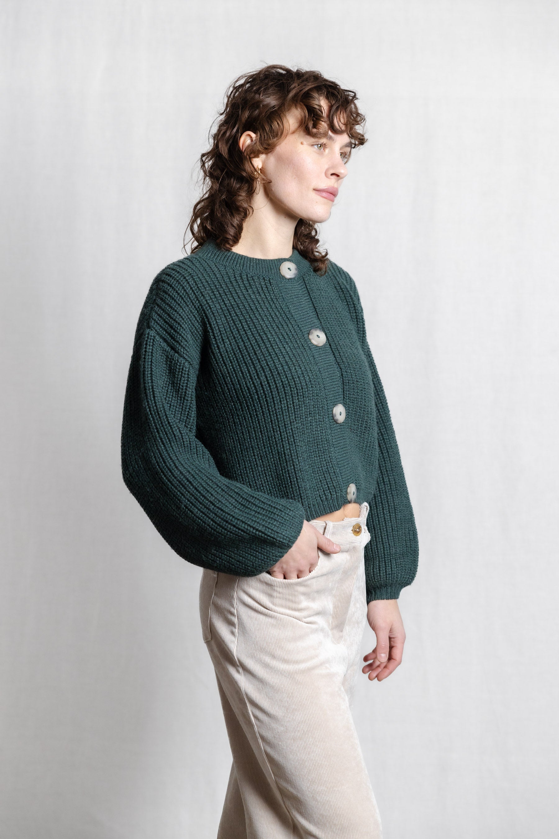 Baby Alpaca Knitted Cardigan Betana Forest Green