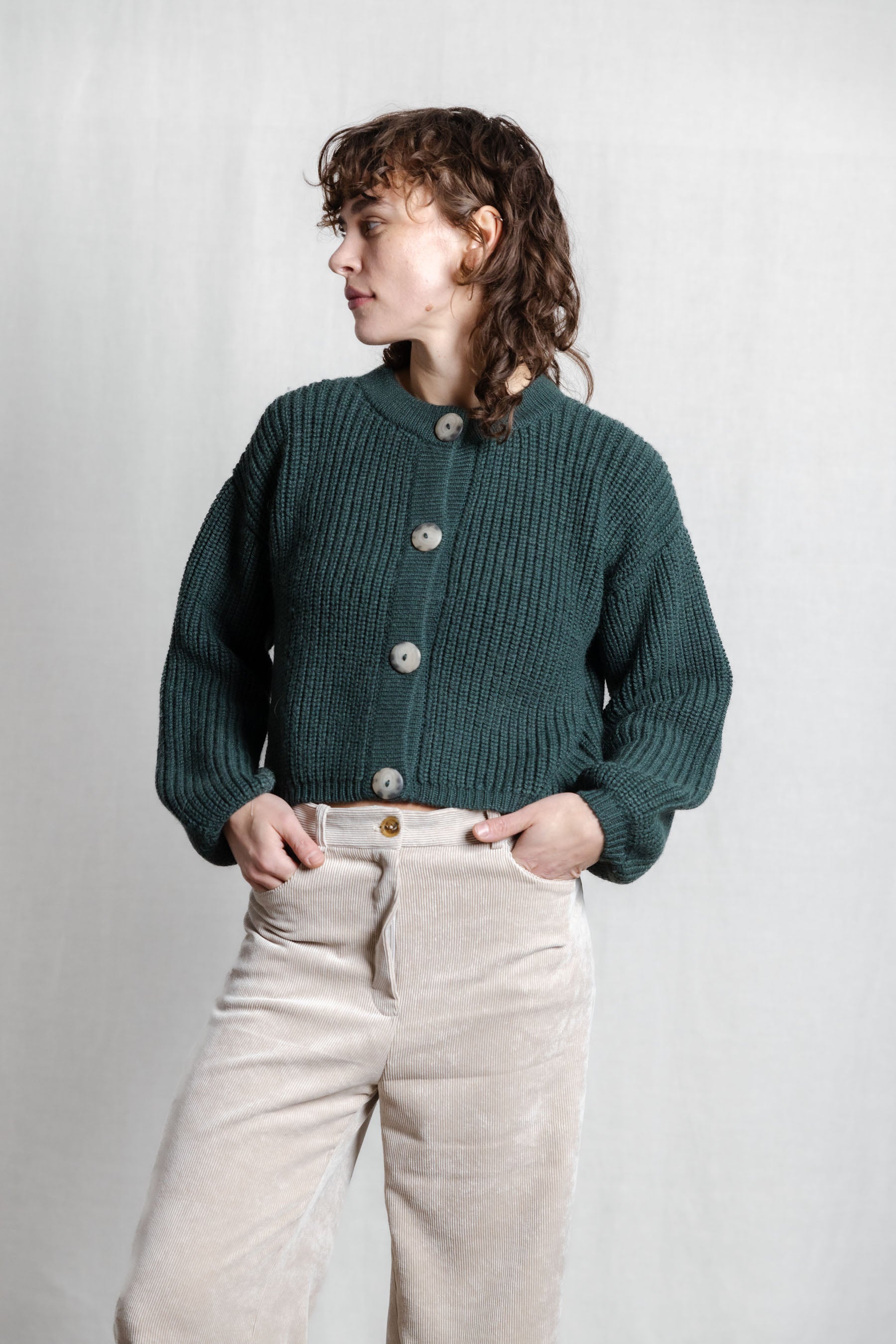 Baby Alpaca Knitted Cardigan Betana Forest Green