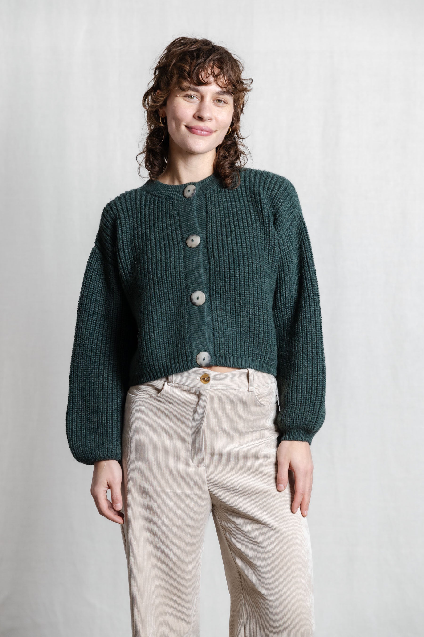 Baby Alpaca Knitted Cardigan Betana Forest Green