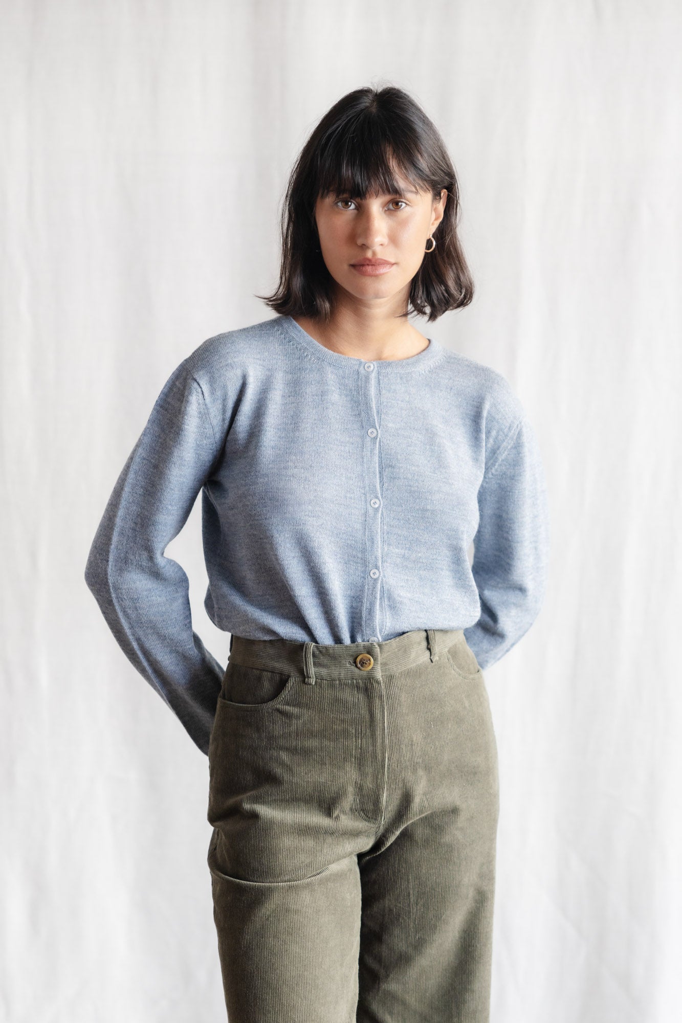 Baby Alpaca Knitted Cardigan Navan Light Blue