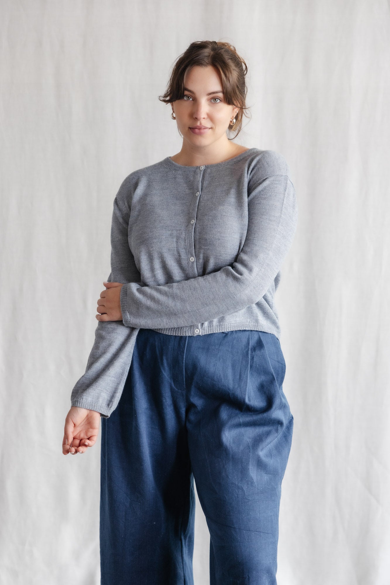 Baby Alpaca Knitted Cardigan Navan Light Blue