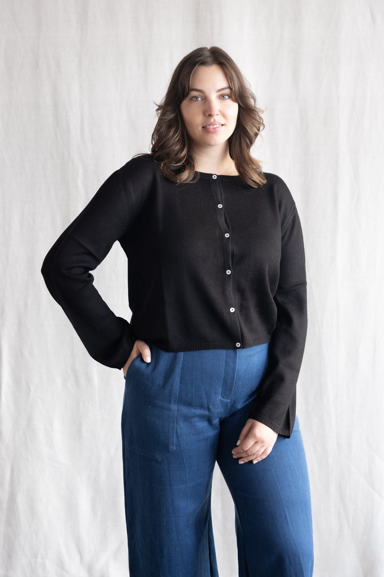 Baby Alpaca Knitted Cardigan Navan Black