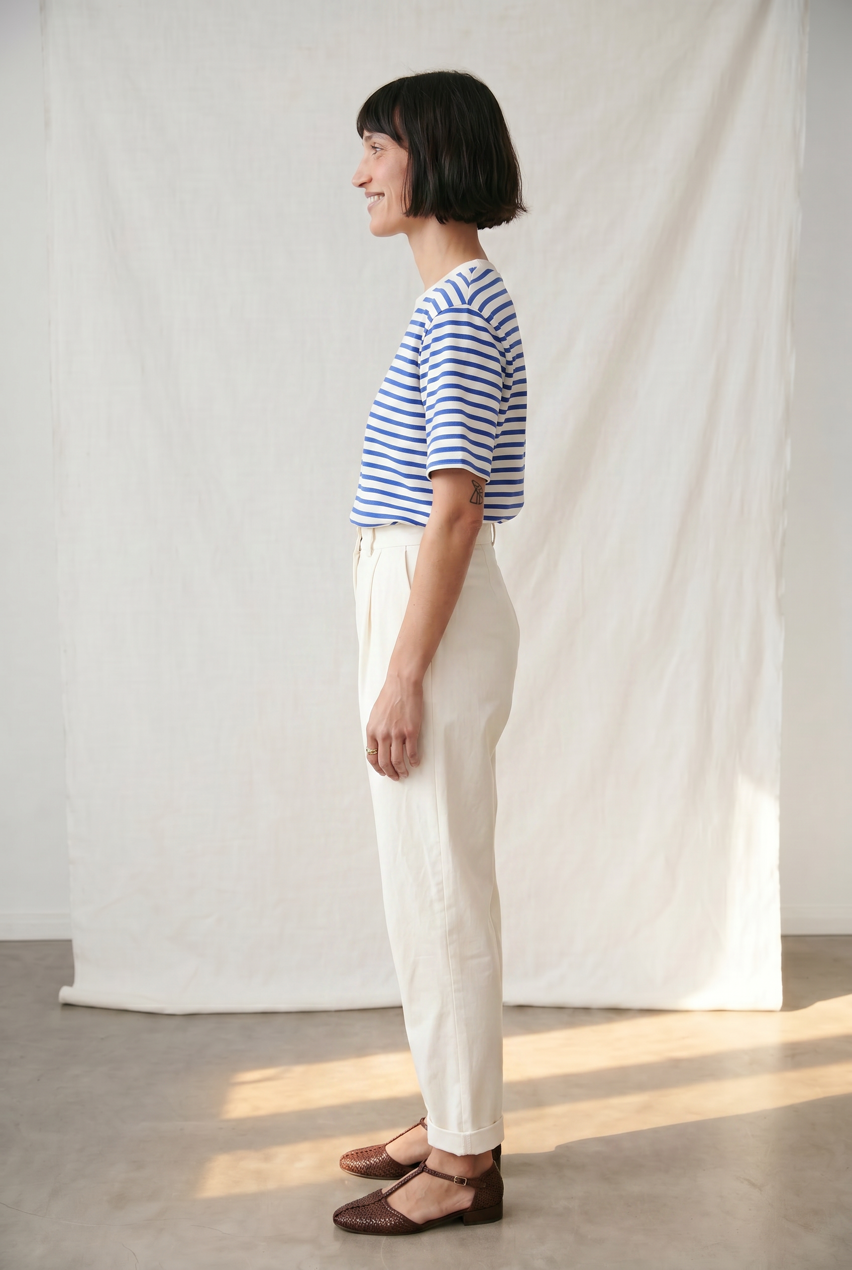 Bio-Baumwoll Bundfaltenhose Vishraam Weiß