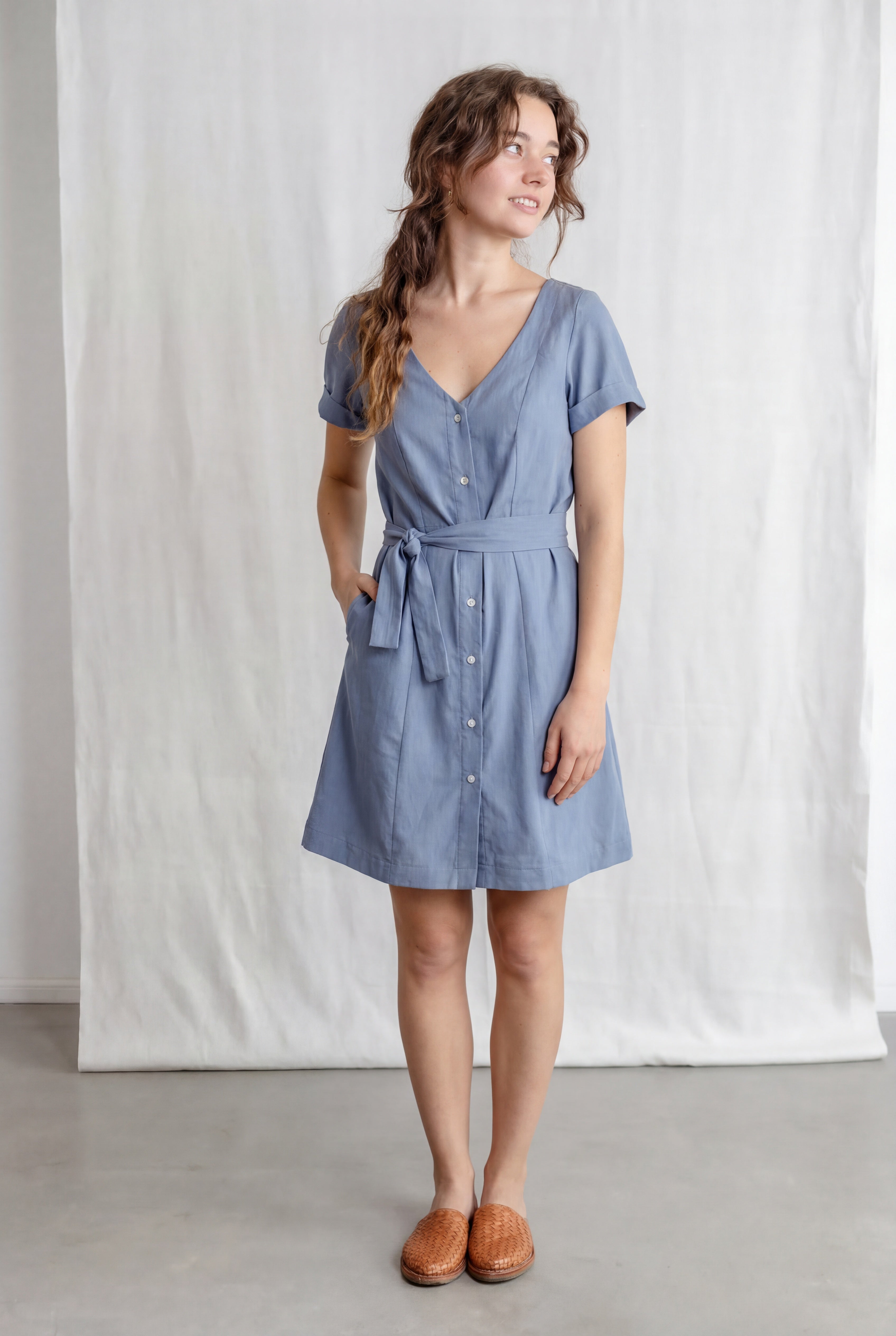 Bio-Baumwoll Sommerkleid Satyani Satinblau