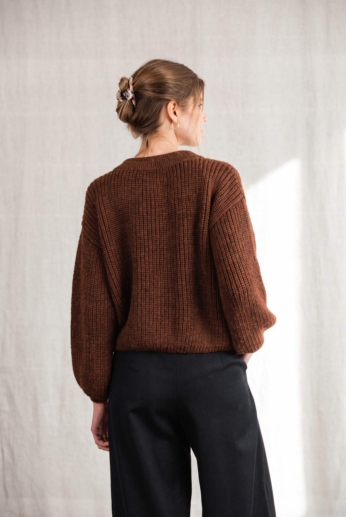 Baby alpaca knitted cardigan Betana Chocolate