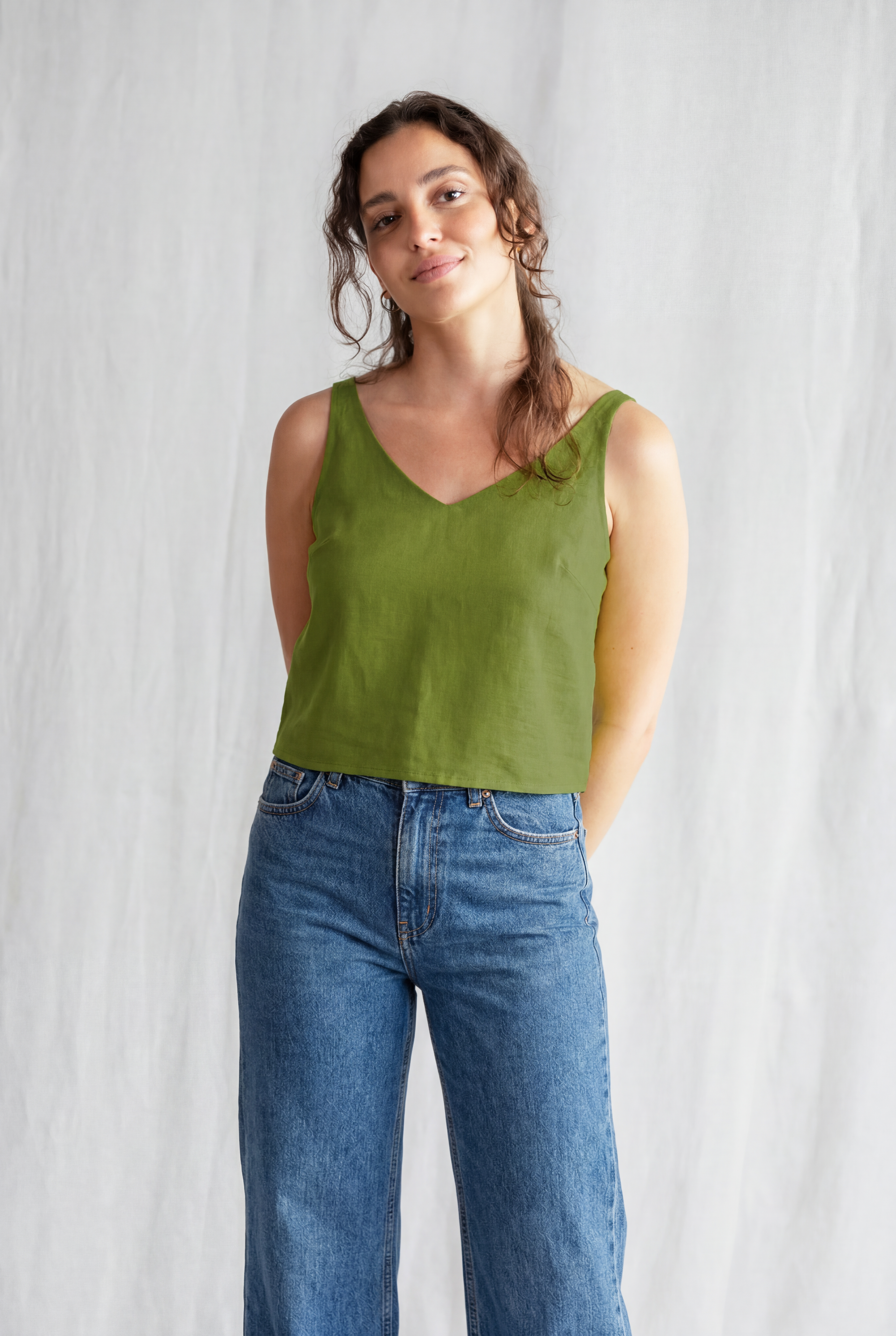 Bio-Baumwoll Croptop Iyani Basilikum