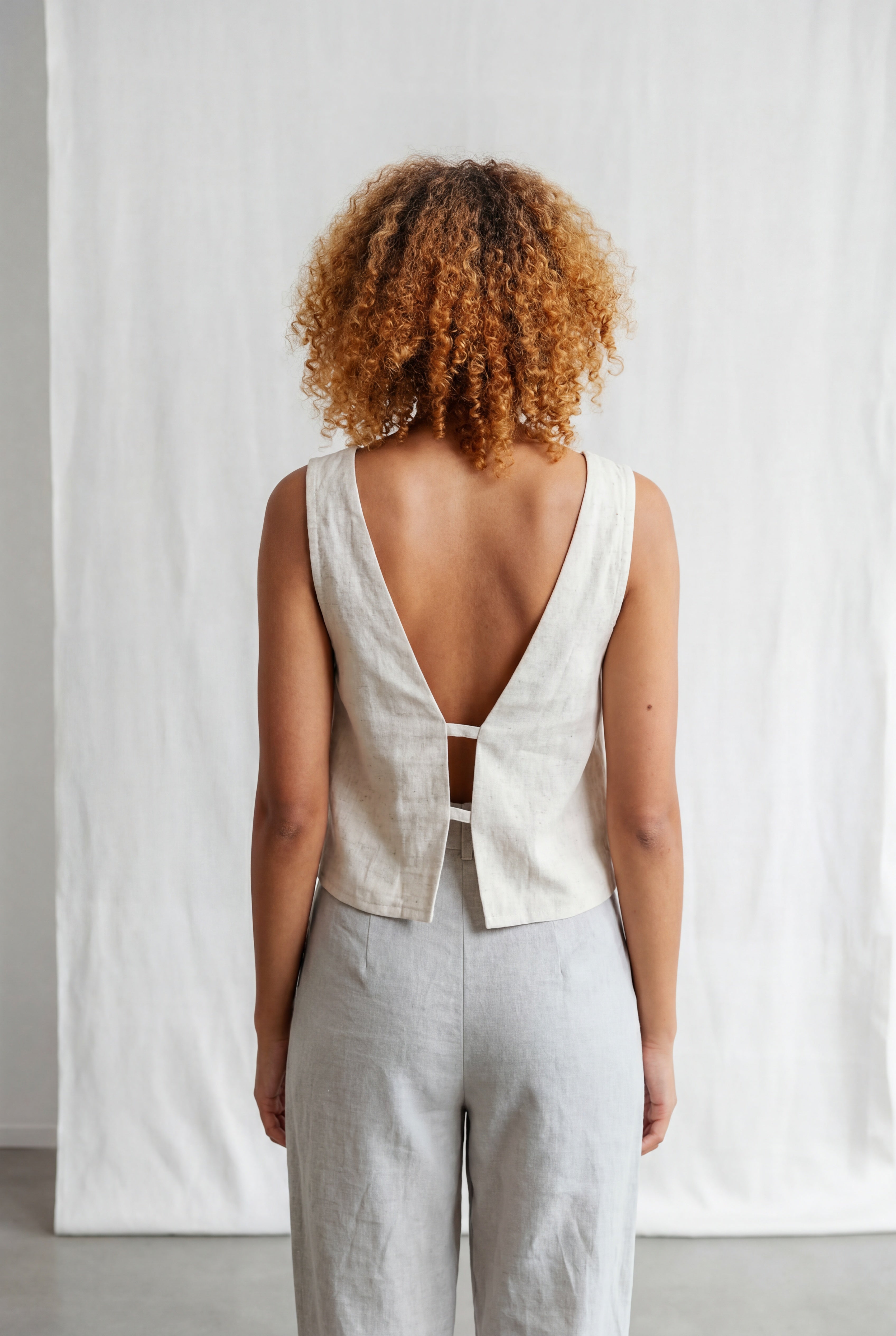 Flachs/Baumwoll Top Kiran Creme