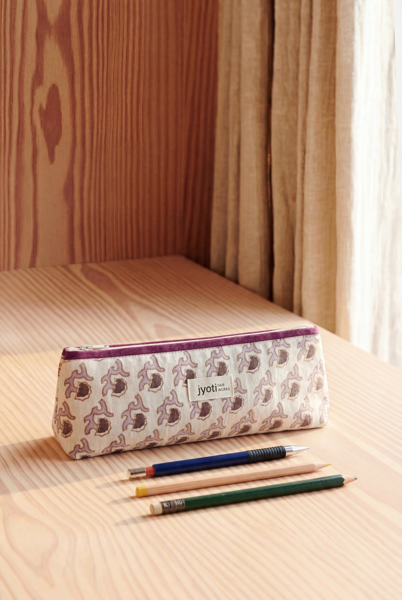 Bio-Baumwoll Federmäppchen Qalamadaan Blockprint