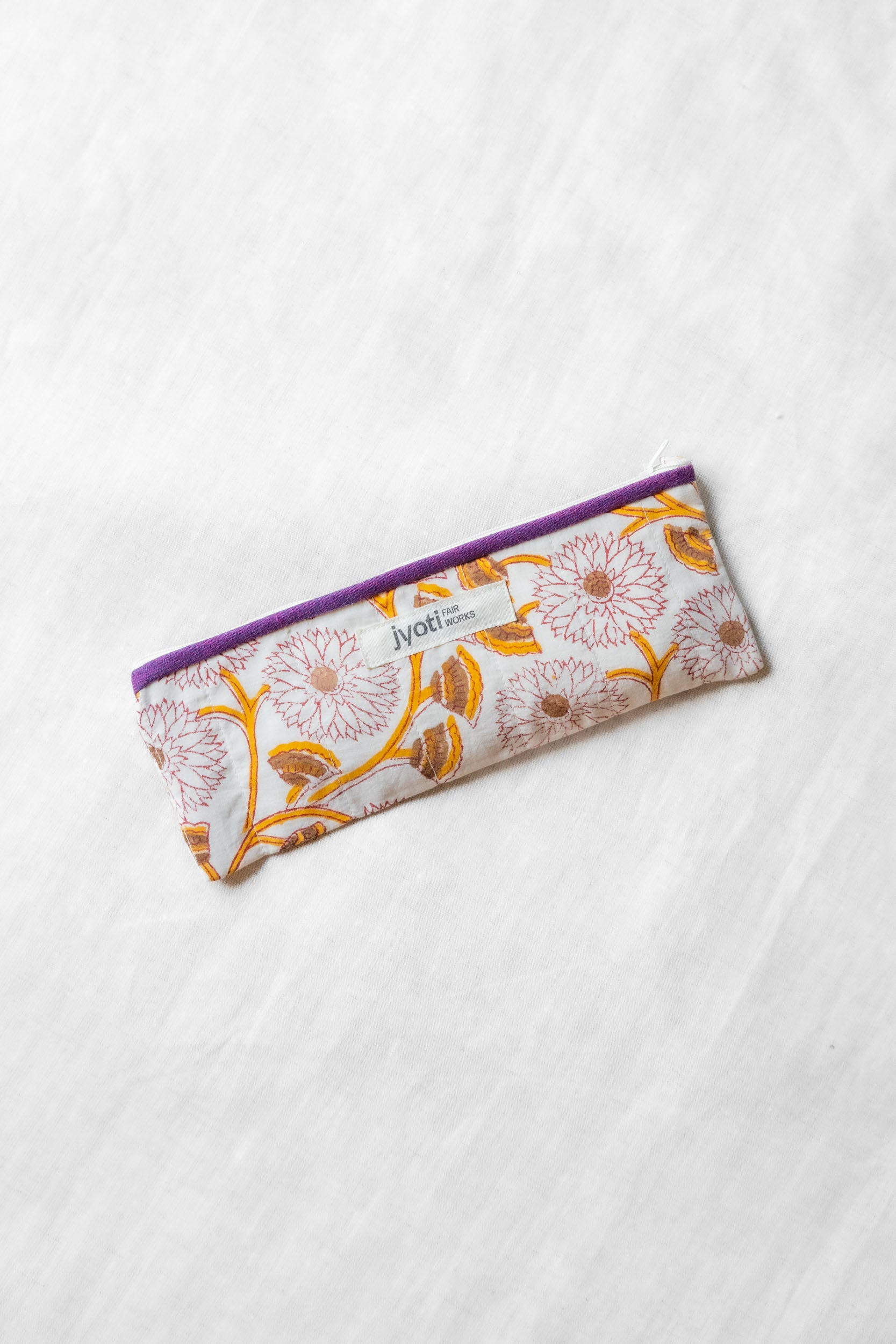 Cotton Pencil Case Qalamadaan Blockprint Flowers