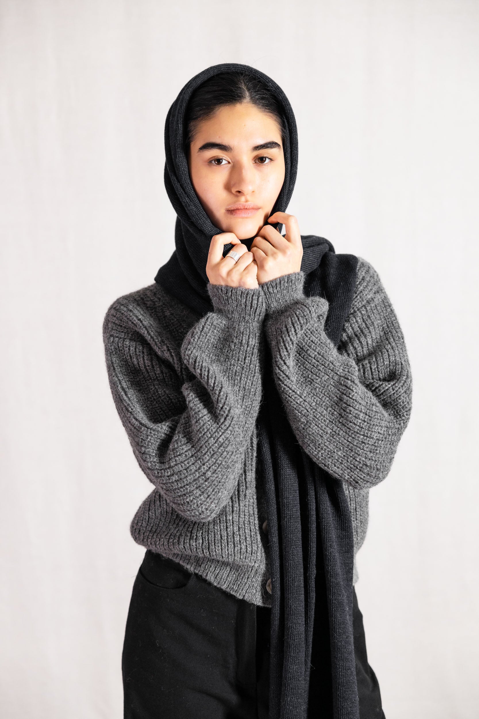 Baby-Alpaka Schal Paracas Schwarz