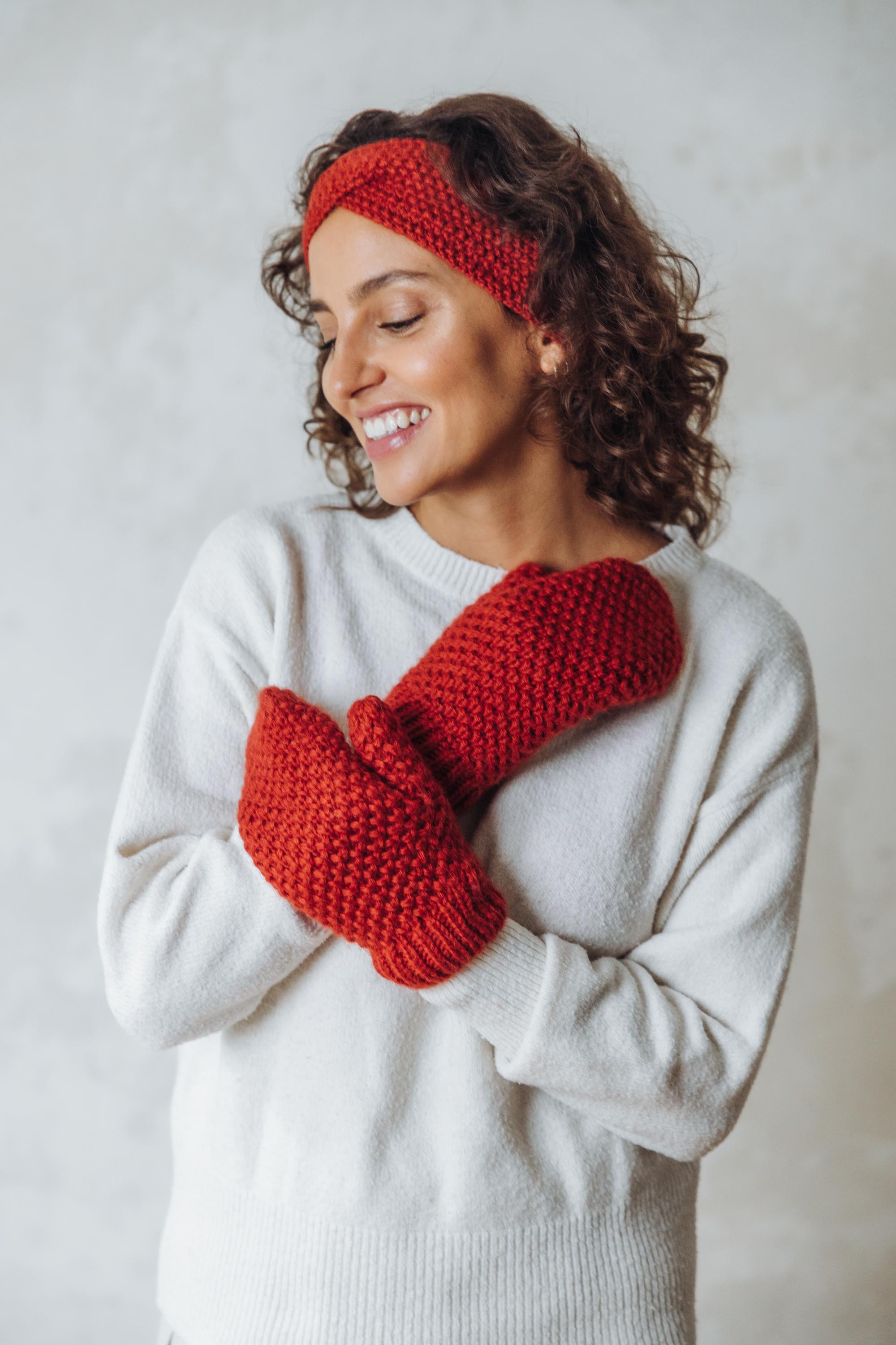 Baby Alpaca Mitten Gloves Cusco Red