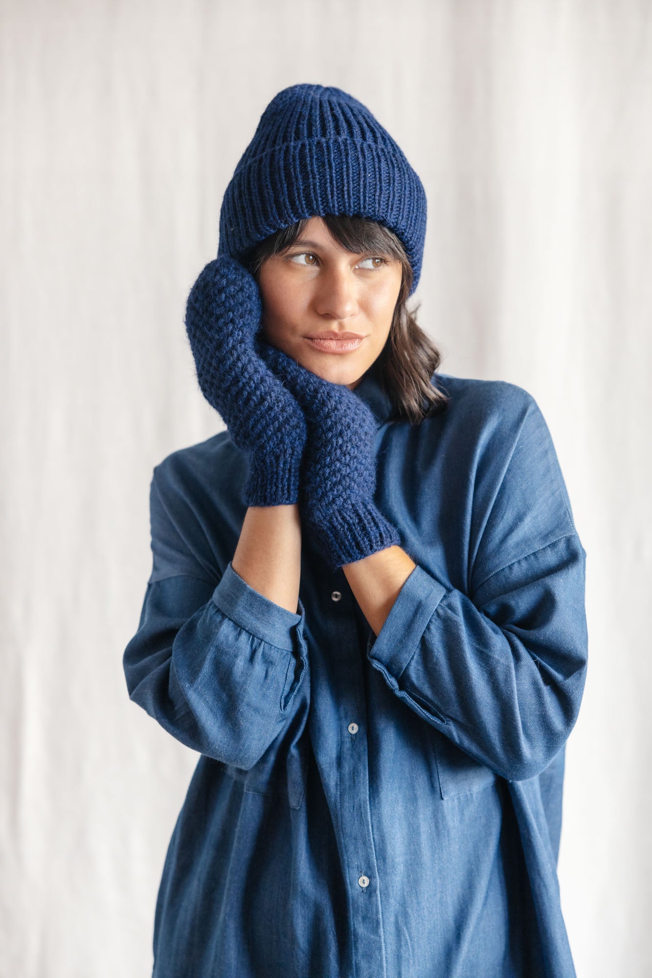 Baby Alpaca Mitten Gloves Cusco Navy