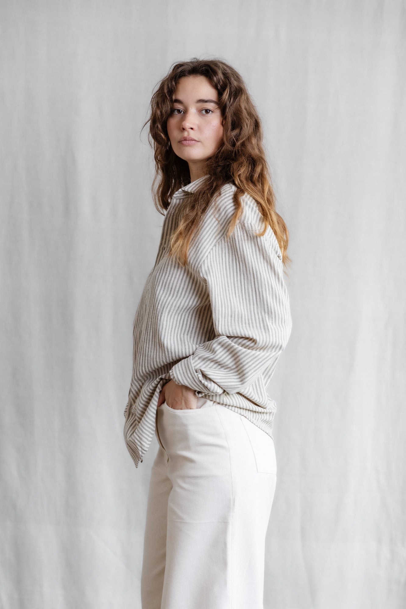 Baumwoll Hemd Himat Grau-Weiß