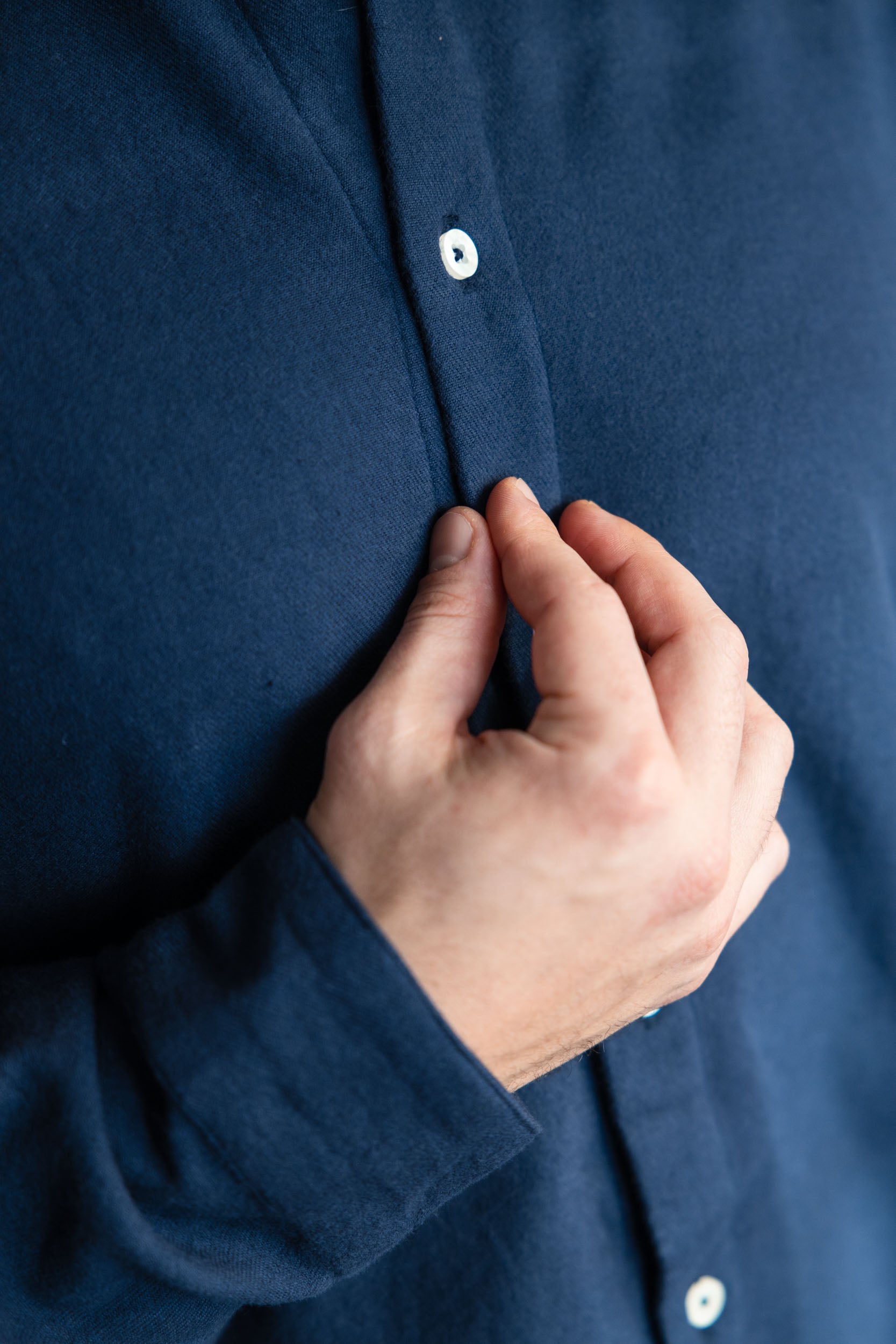 Bio-Baumwoll Flanellhemd Nakshita Grau-Blau