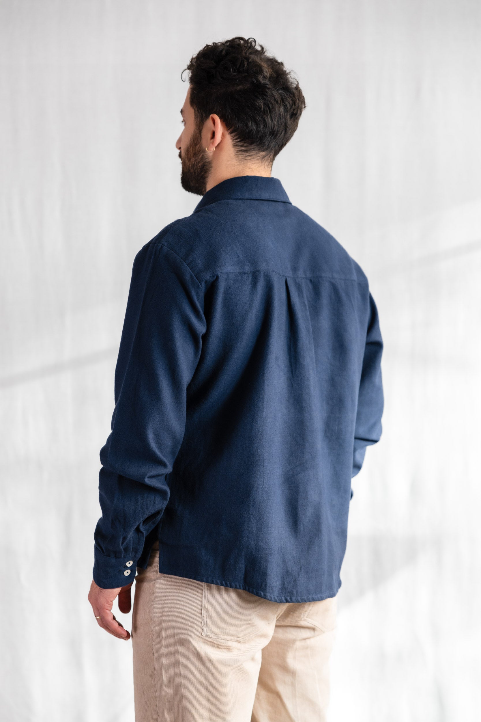 Bio-Baumwoll Flanellhemd Nakshita Grau-Blau