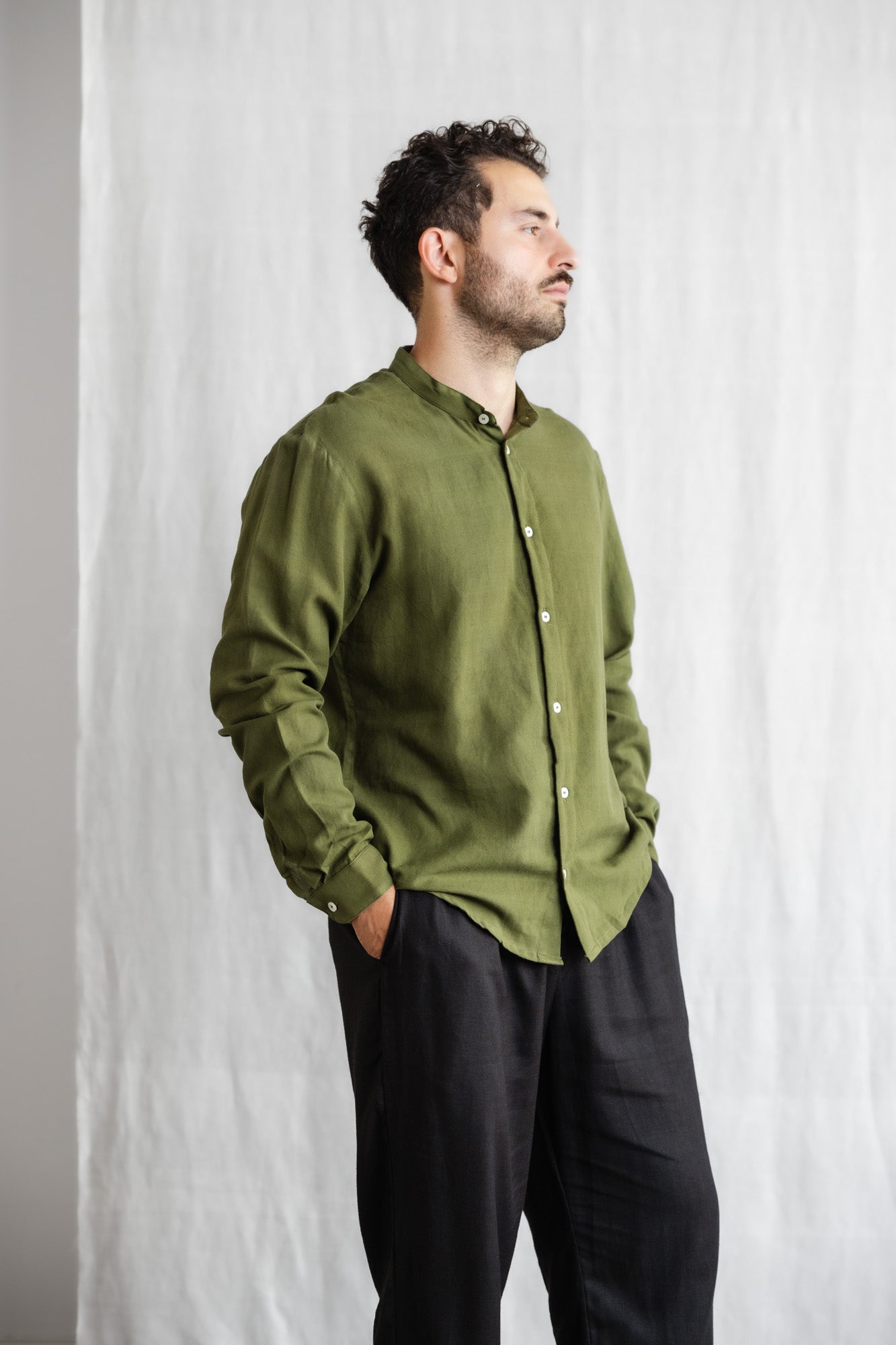Cotton Shirt Harish Moss Green