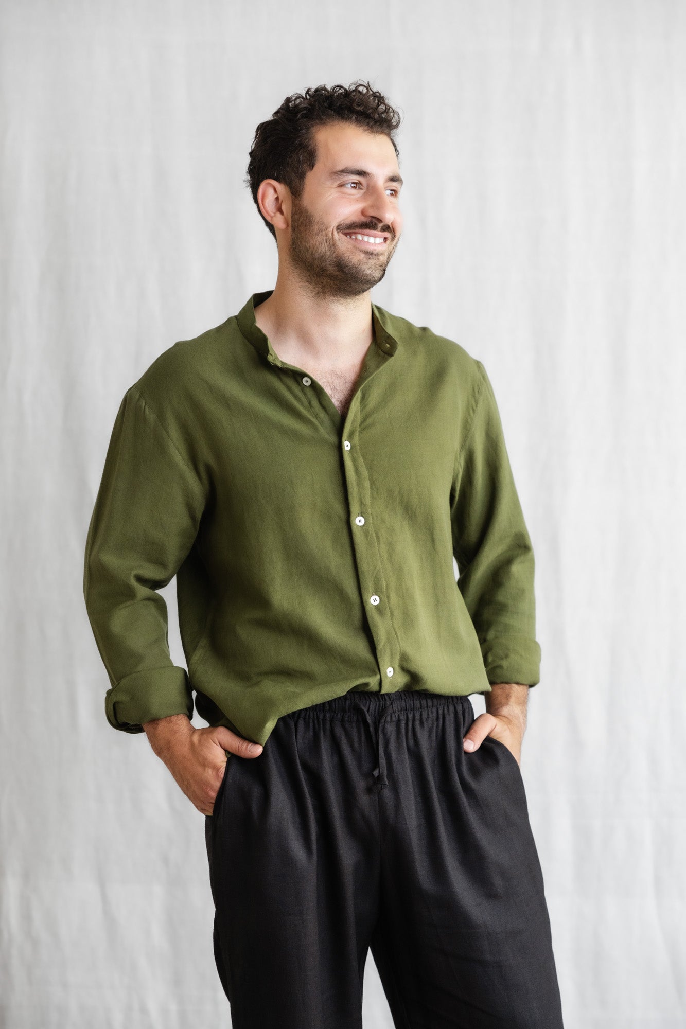 Cotton Shirt Harish Moss Green