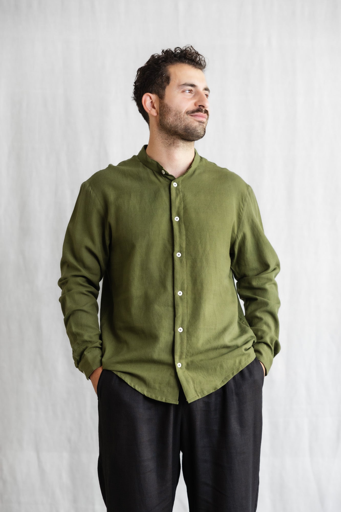 Cotton Shirt Harish Moss Green