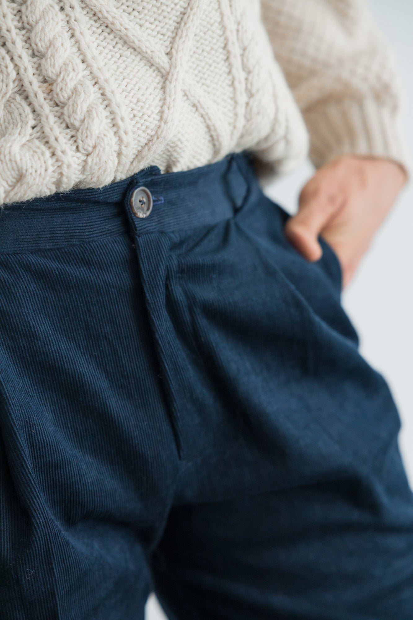 Organic Cotton Corduroy Pants Harinder Night Blue
