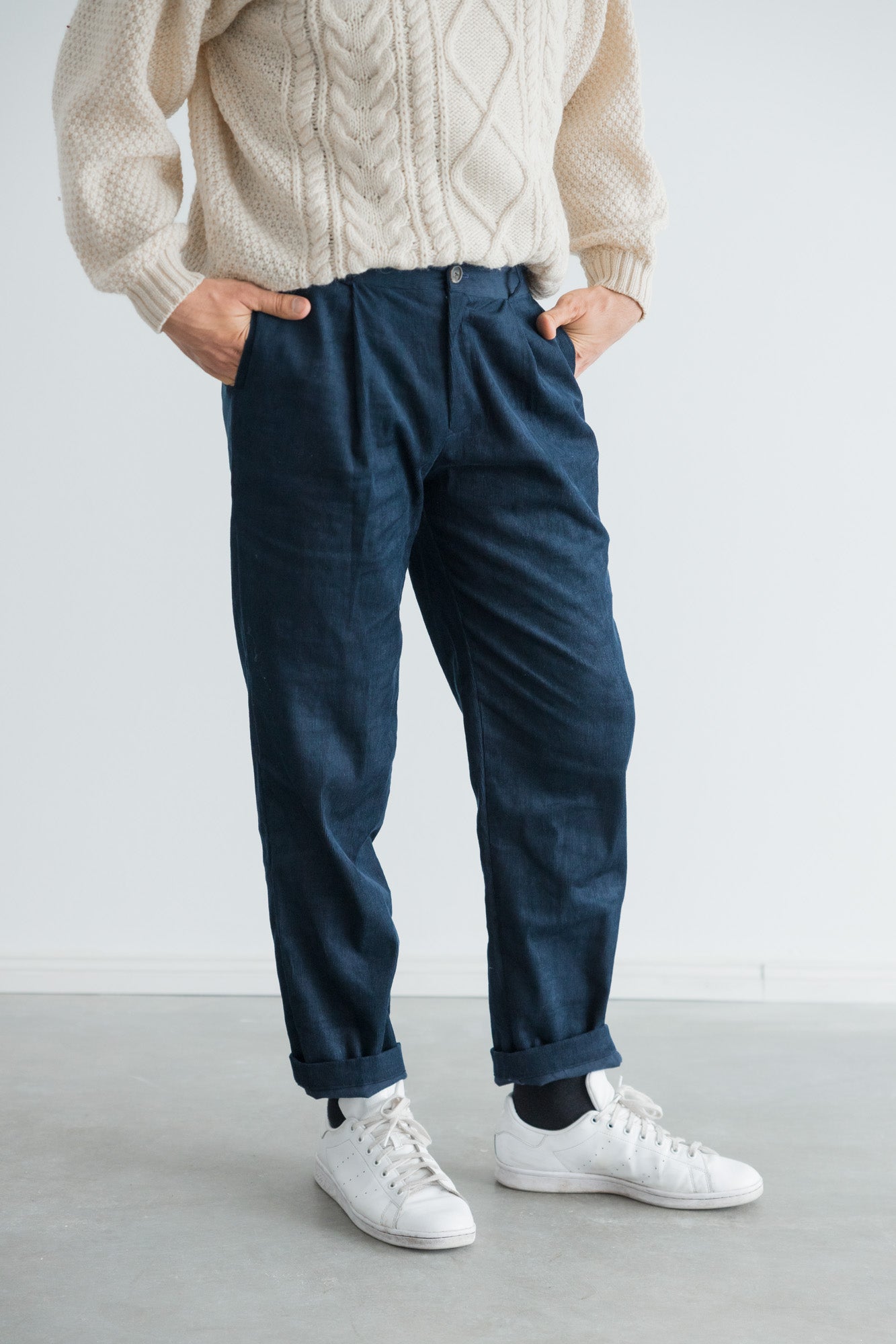 Organic Cotton Corduroy Pants Harinder Night Blue