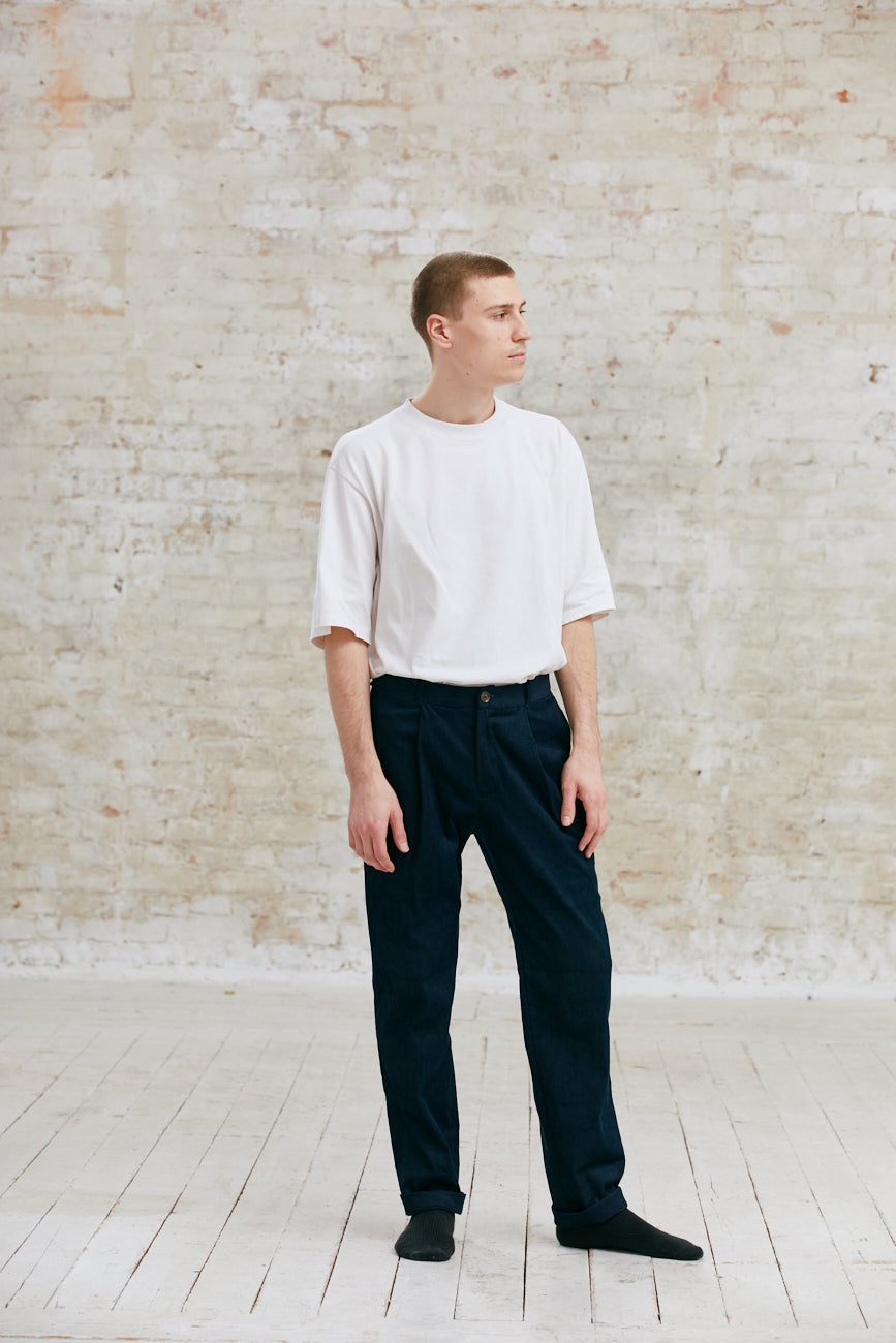 Organic Cotton Corduroy Pants Harinder Night Blue