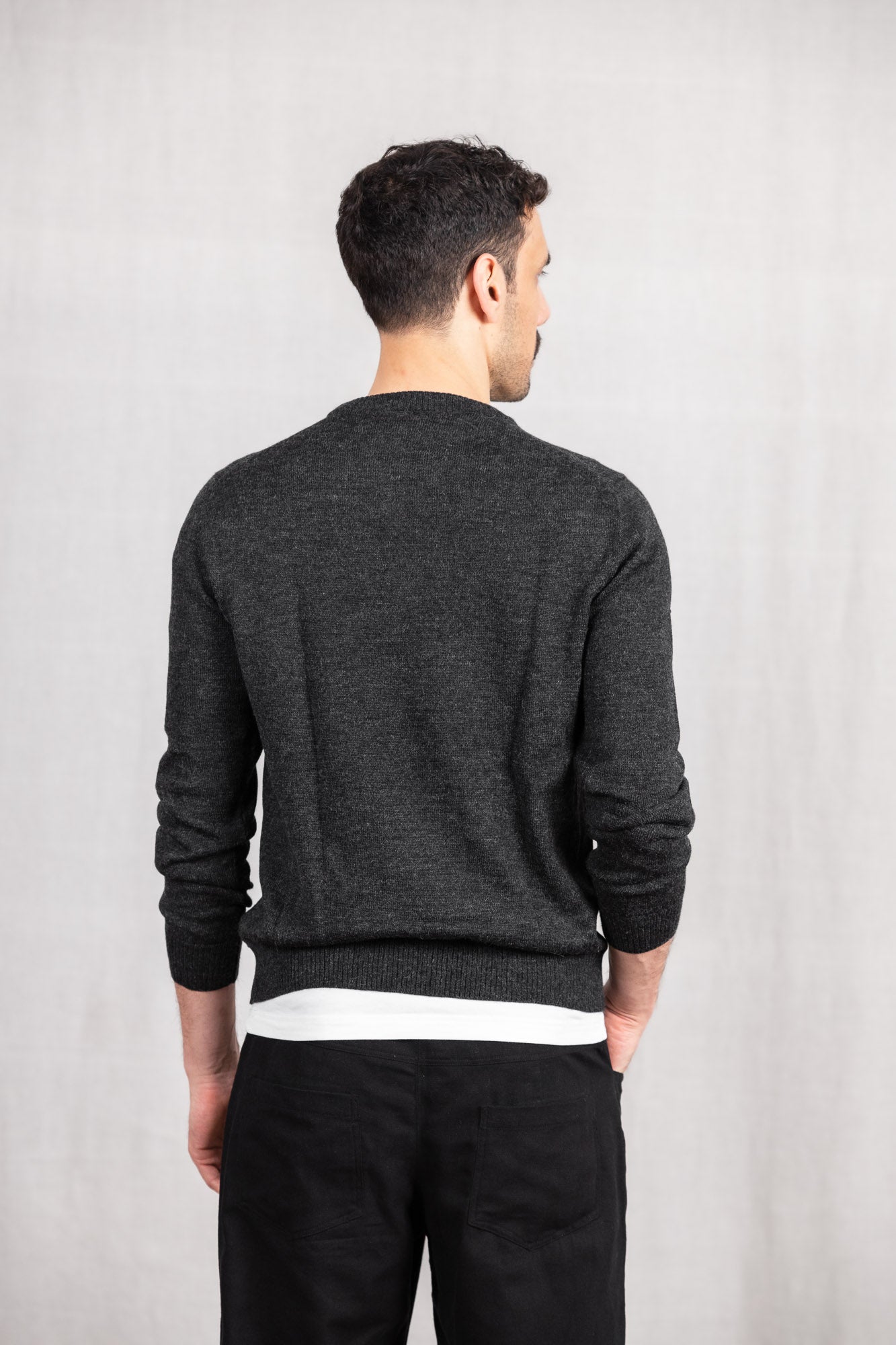 Baby alpaca knitted sweater Sathee dark gray