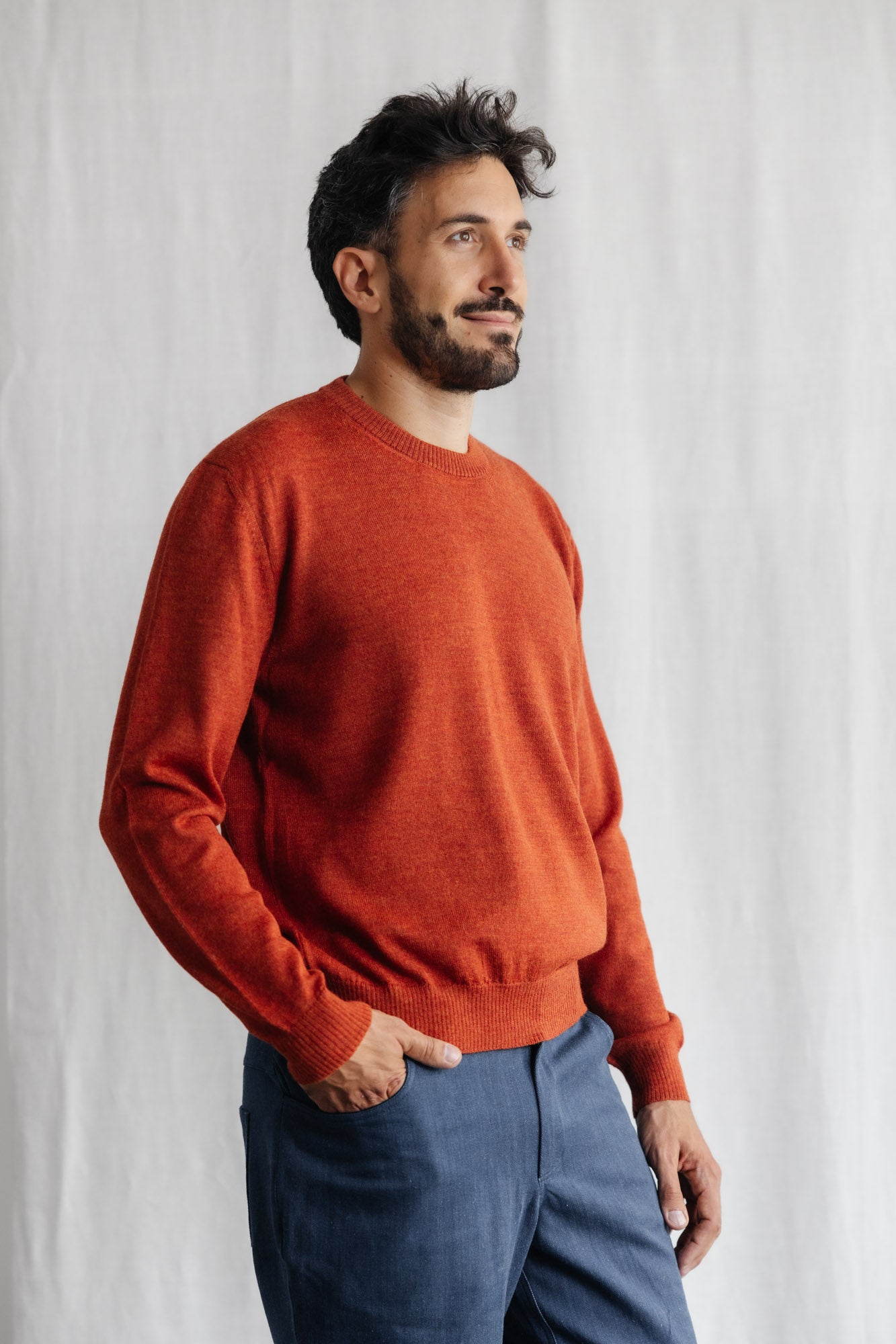 Baby alpaca knitted sweater Sathee Rust