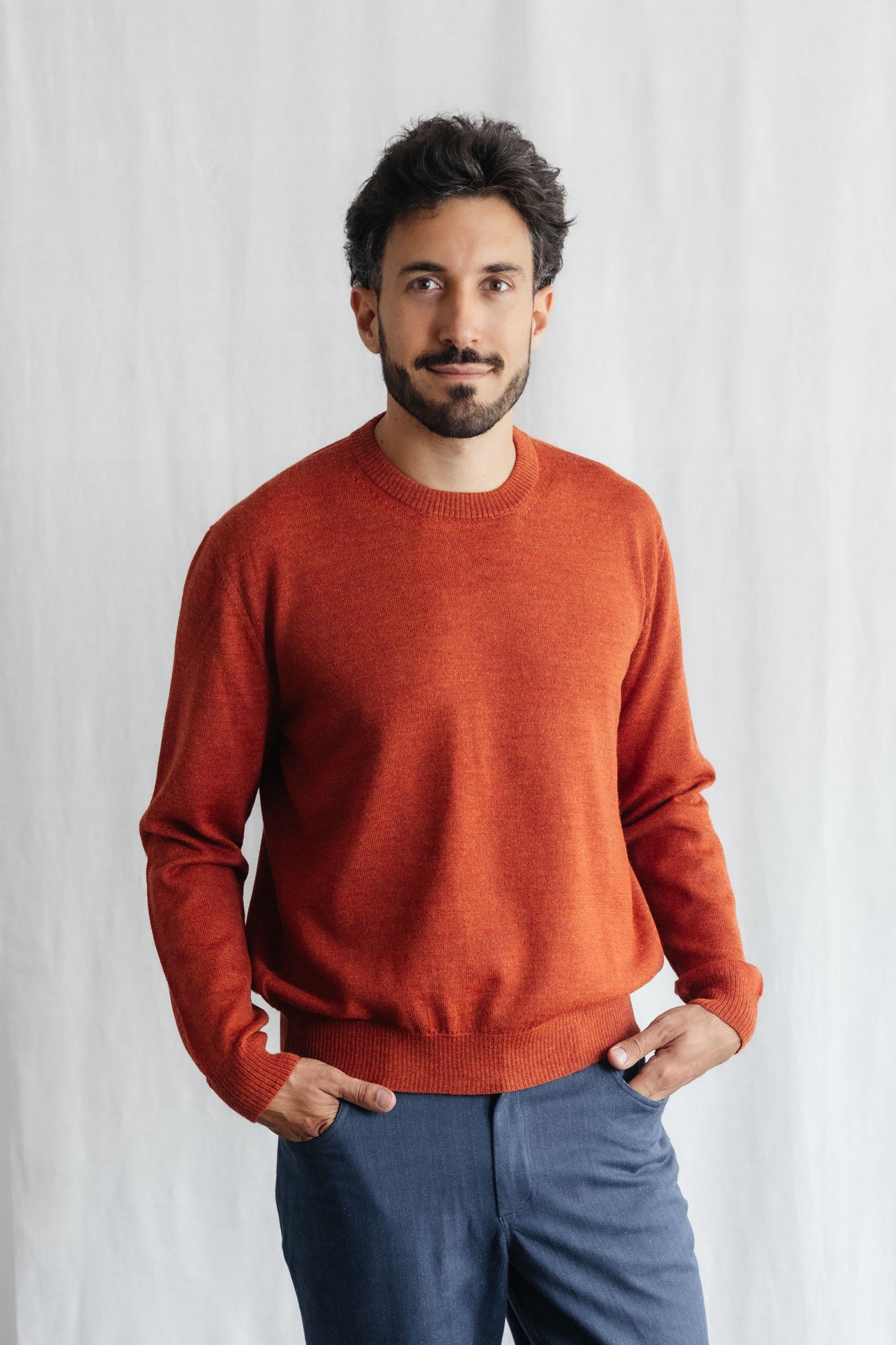 Baby alpaca knitted sweater Sathee Rust