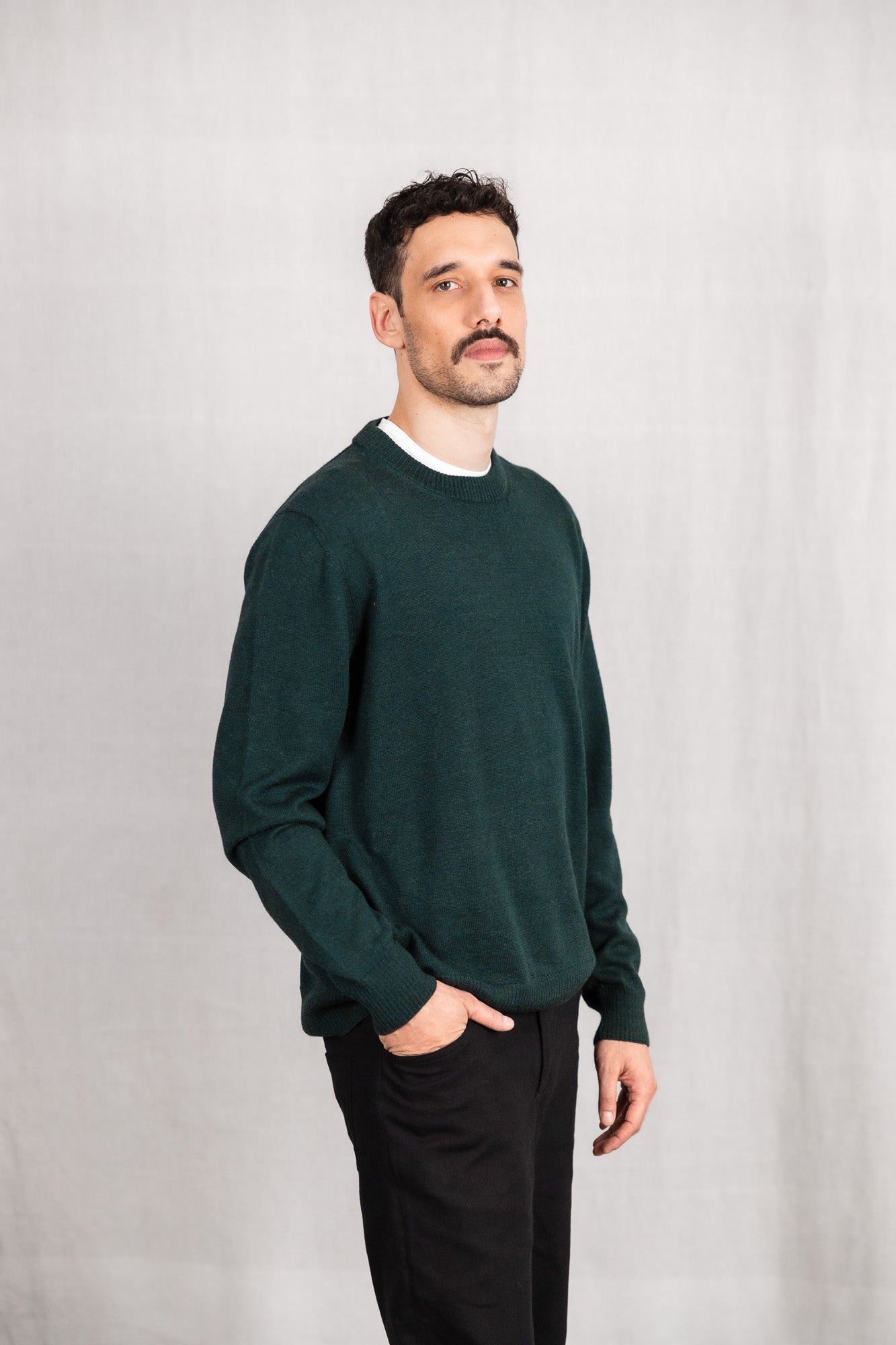 Baby-Alpaka Strickpullover Sathee Waldgrün