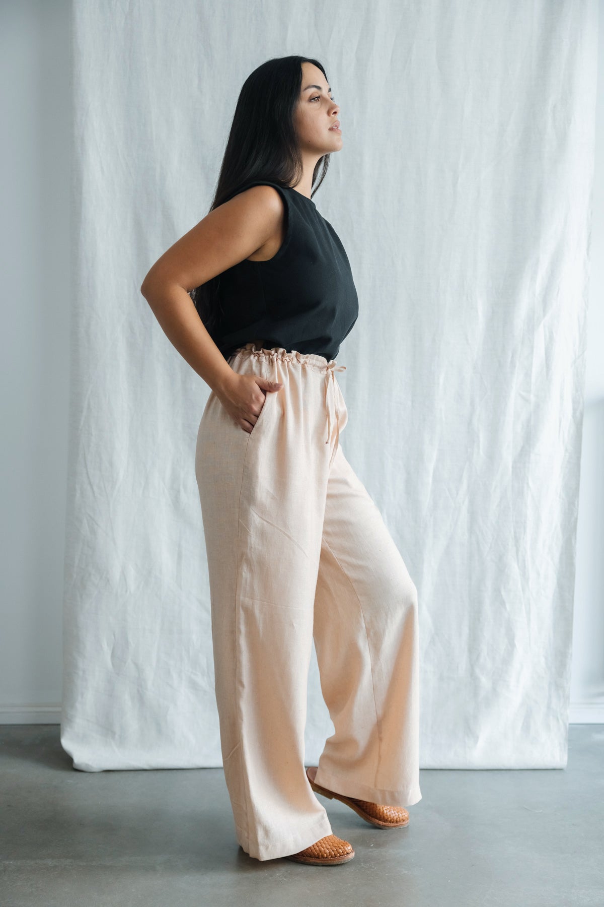 Hemp/Tencel Drawstring Pants Jamuna Sand