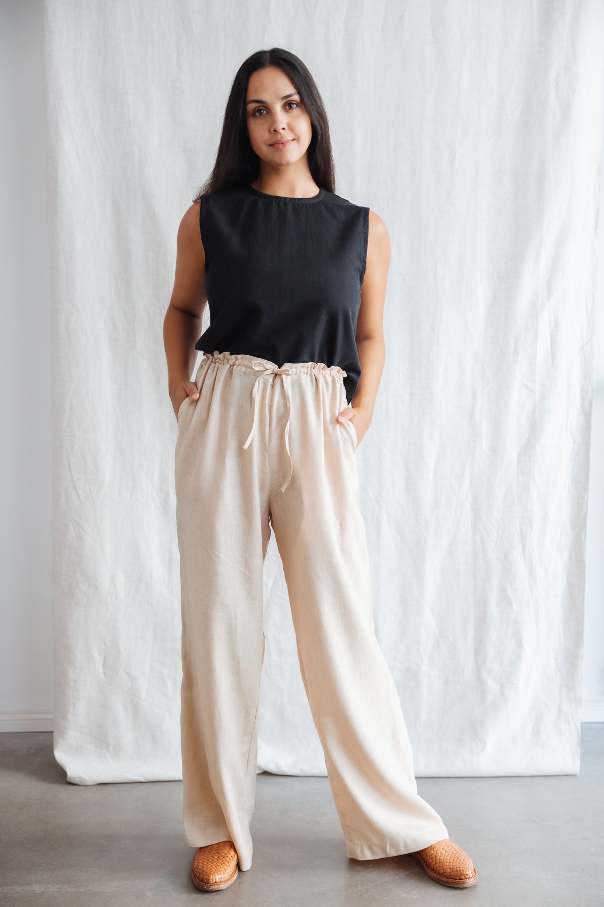Hemp/Tencel Drawstring Pants Jamuna Sand