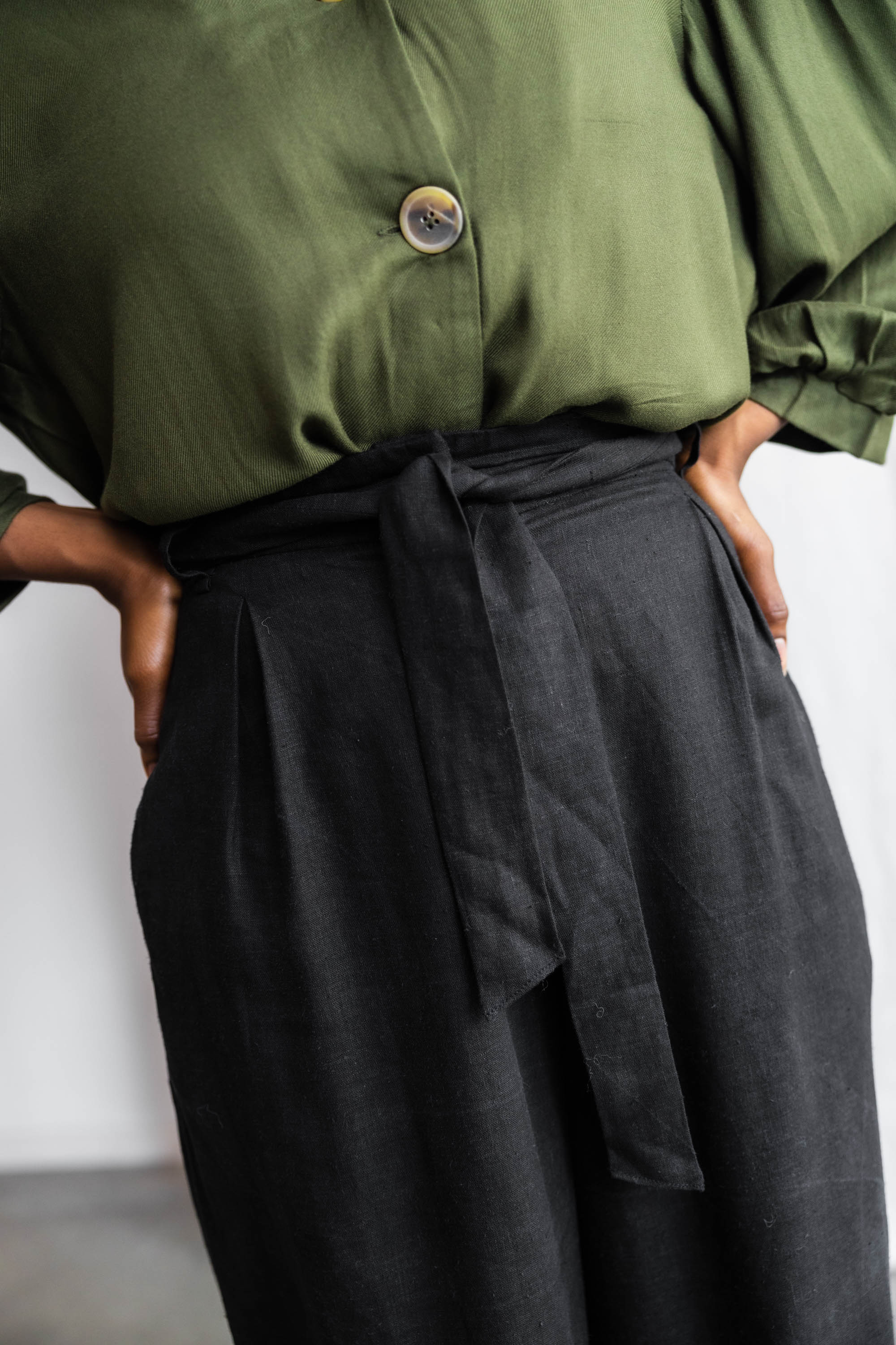 Hanf/Tencel Highwaist Hose Hamina Schwarz