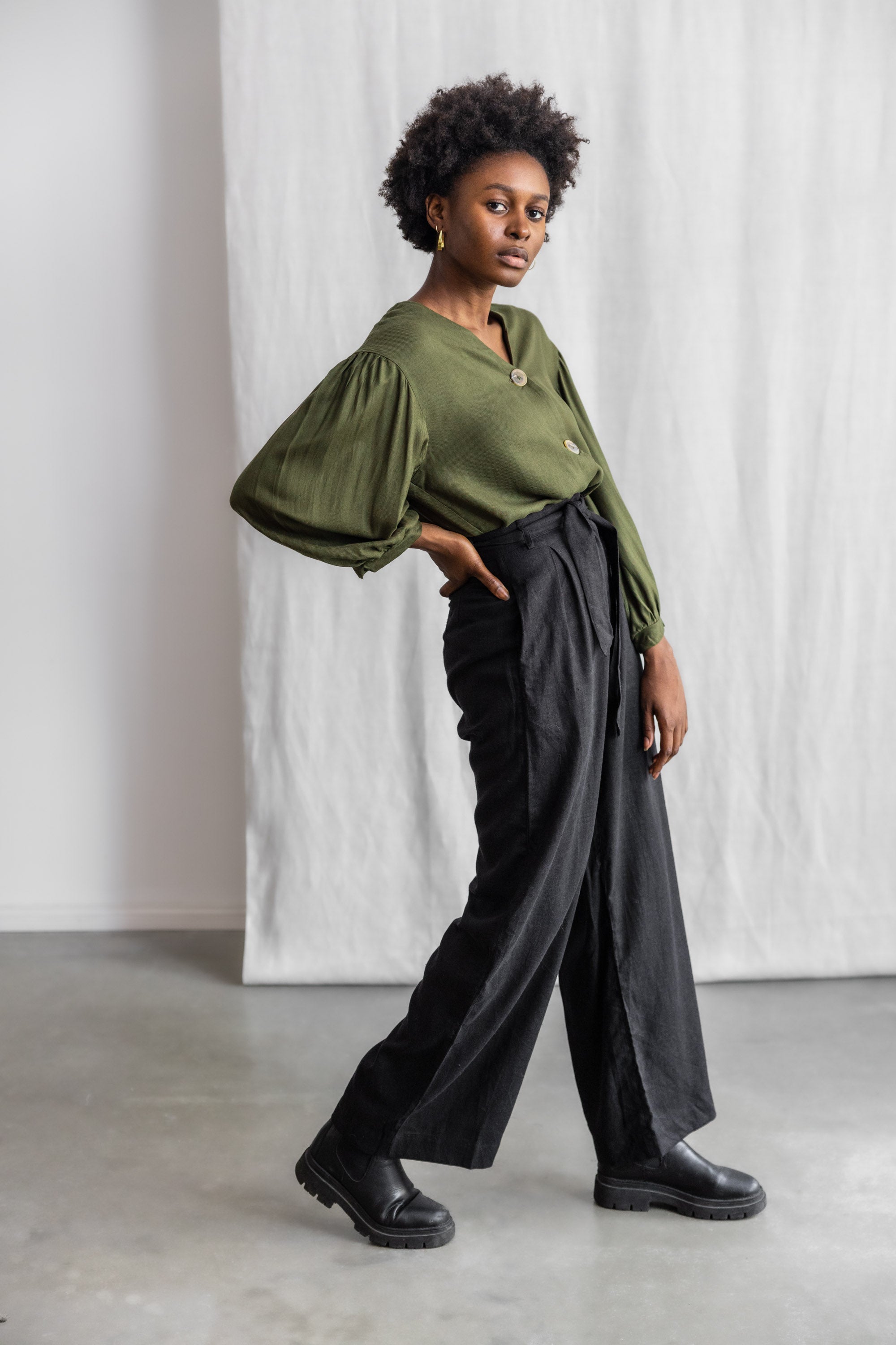 Hemp/Tencel Highwaist Pants Hamina Black