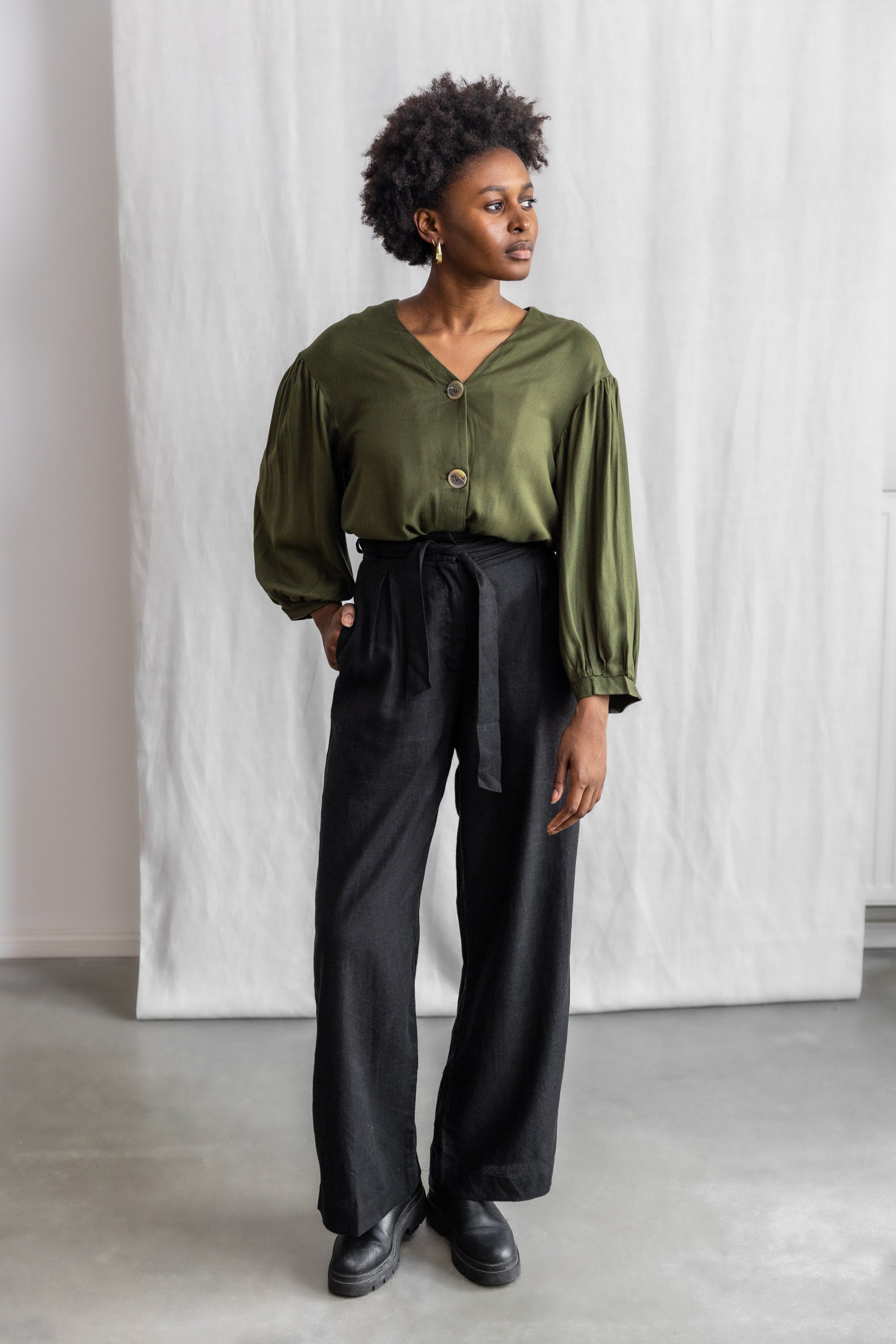 Hemp/Tencel Highwaist Pants Hamina Black