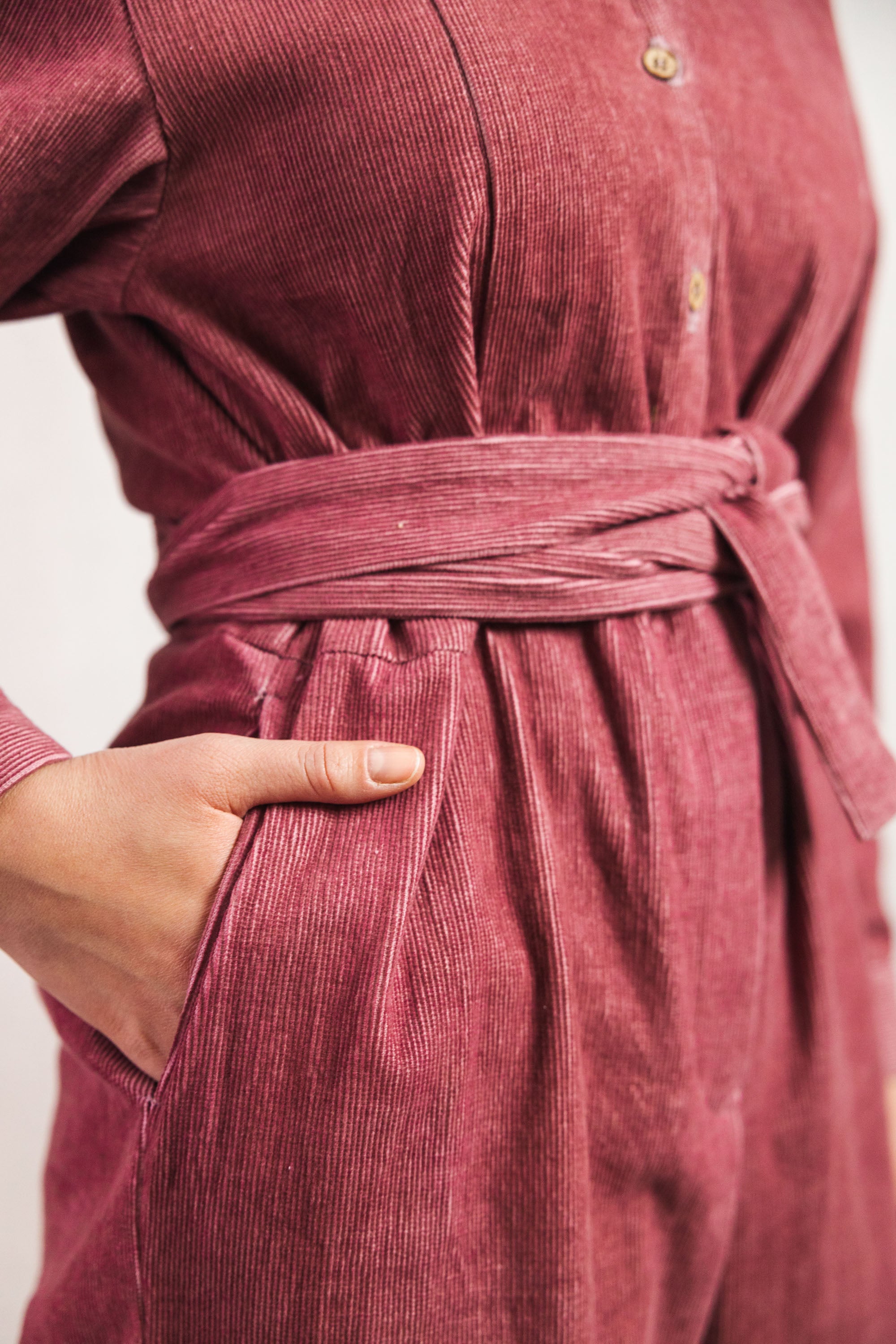 Organic cotton corduroy jumpsuit Keerthi old pink