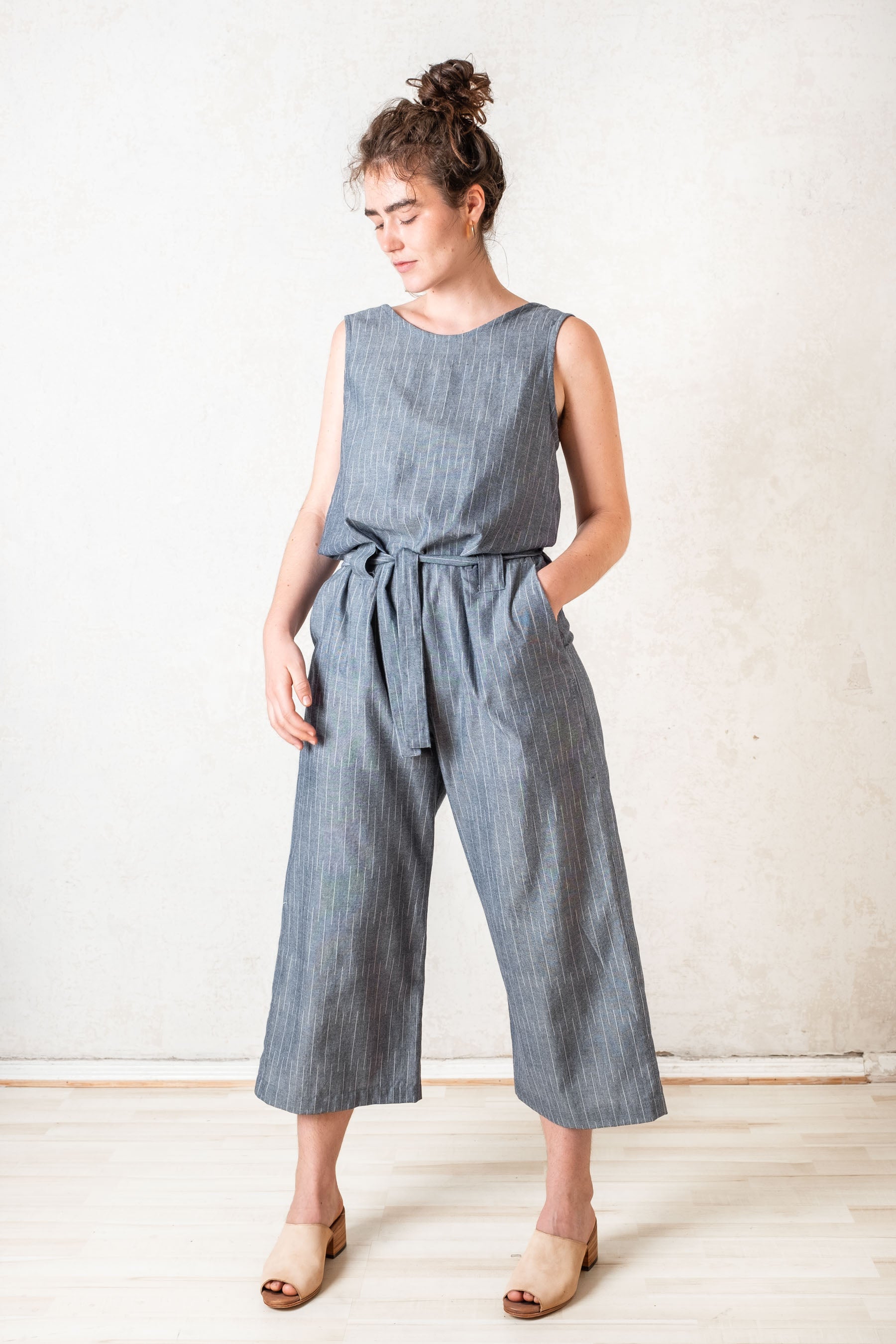 Organic Cotton Jumpsuit Jalina Pinstripe Blue
