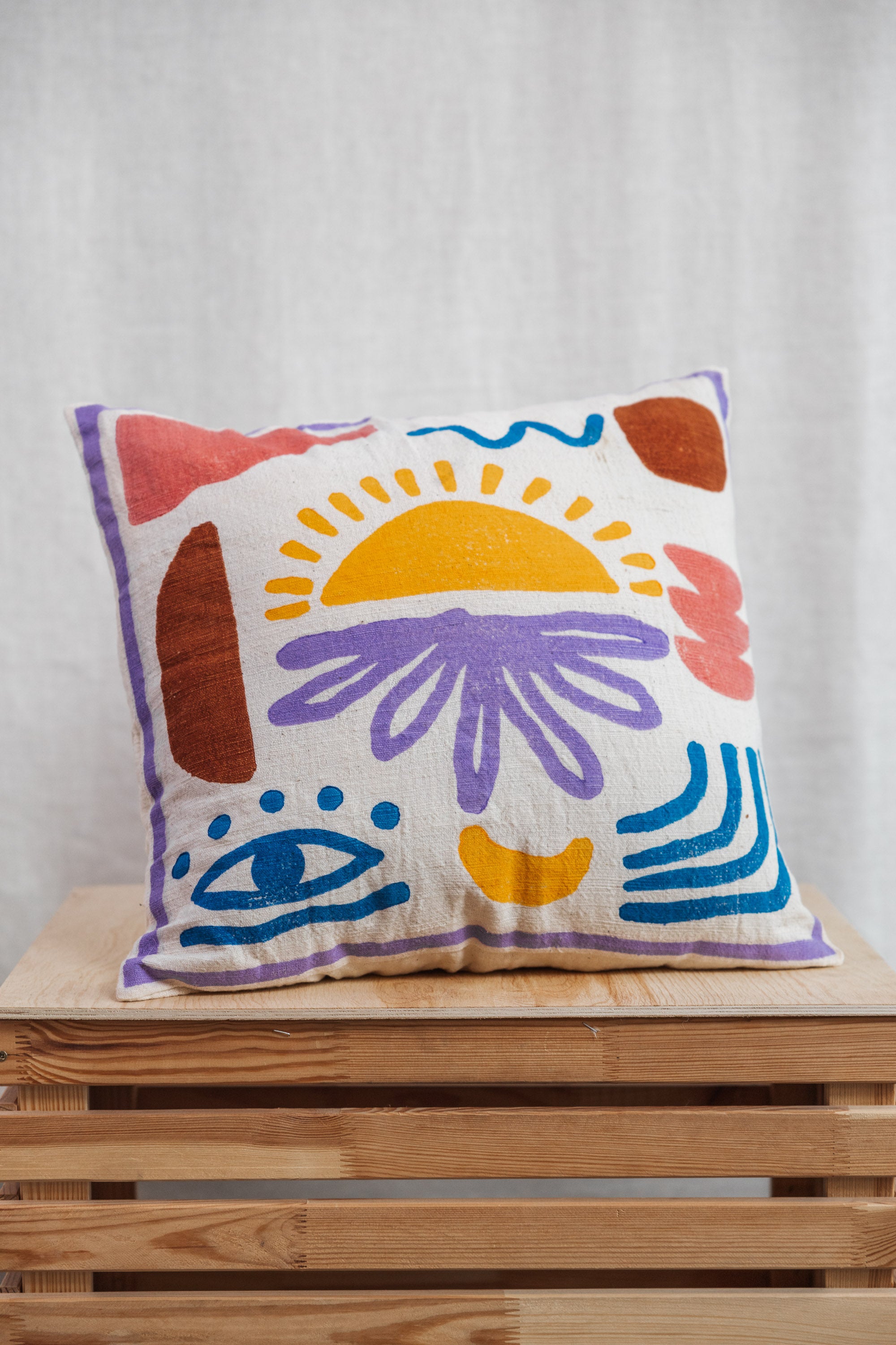 Organic Cotton Cushion Cover Sooraj Block Print Colorful