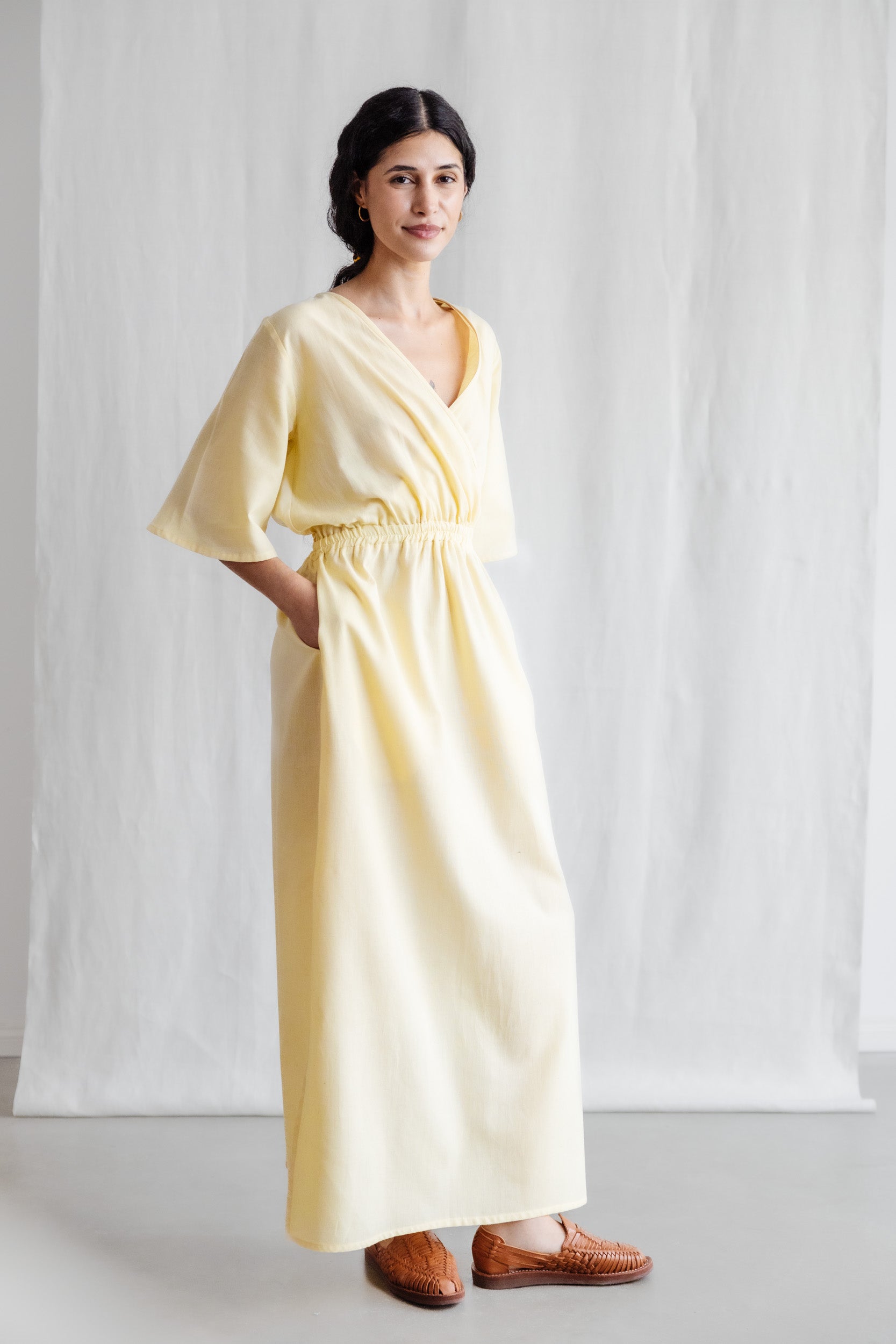 Organic cotton dress Vasi lemon yellow
