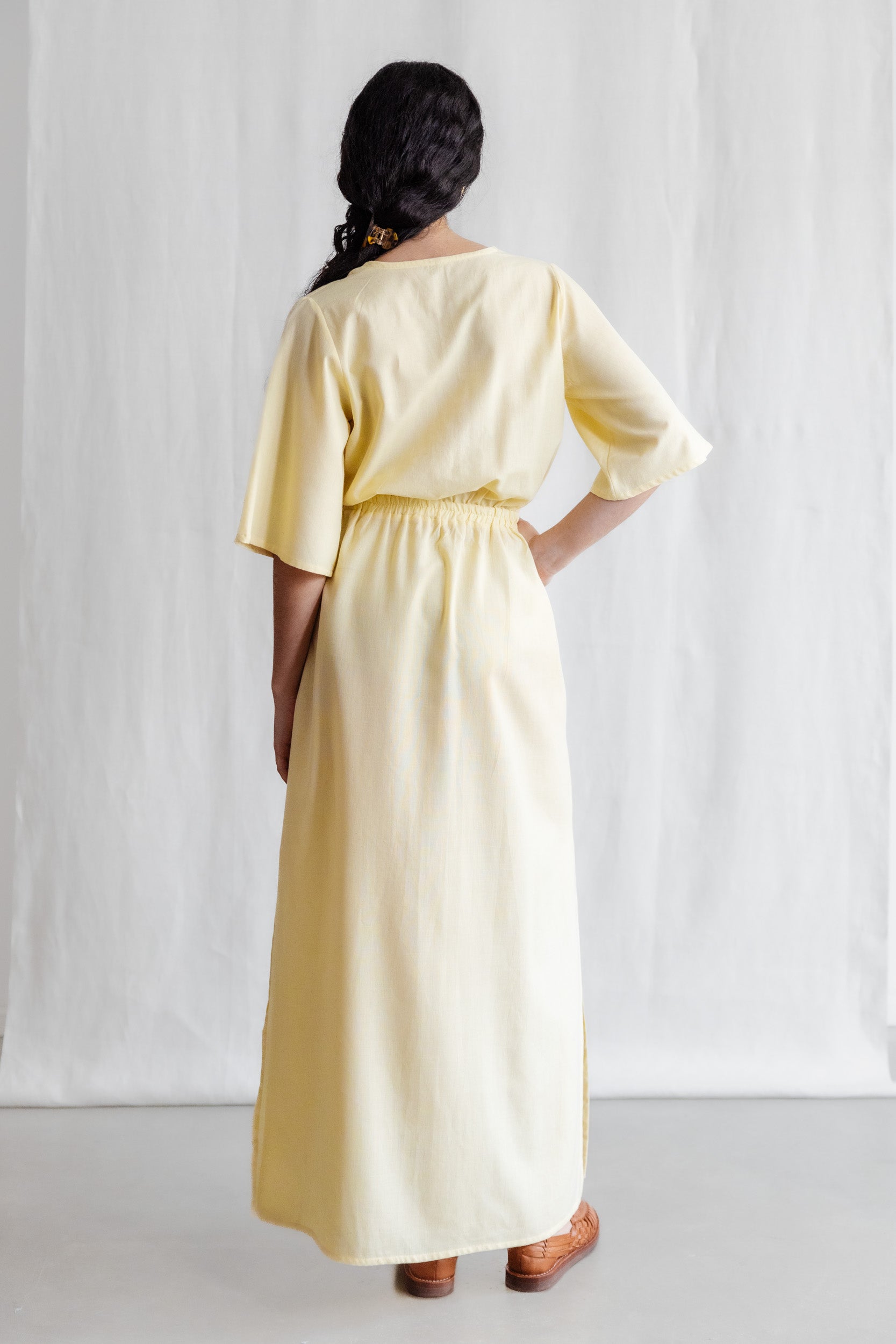 Organic cotton dress Vasi lemon yellow