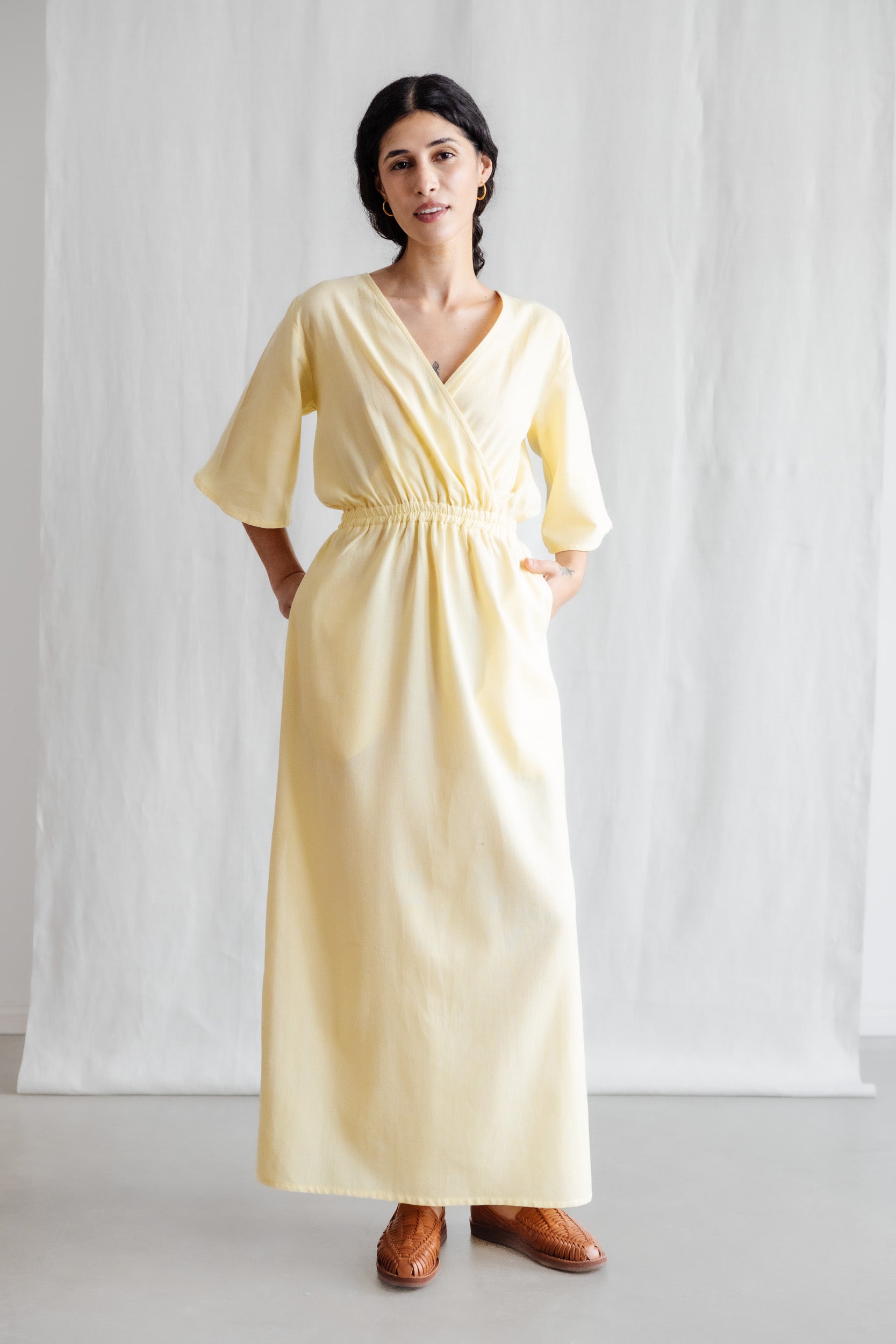 Organic cotton dress Vasi lemon yellow