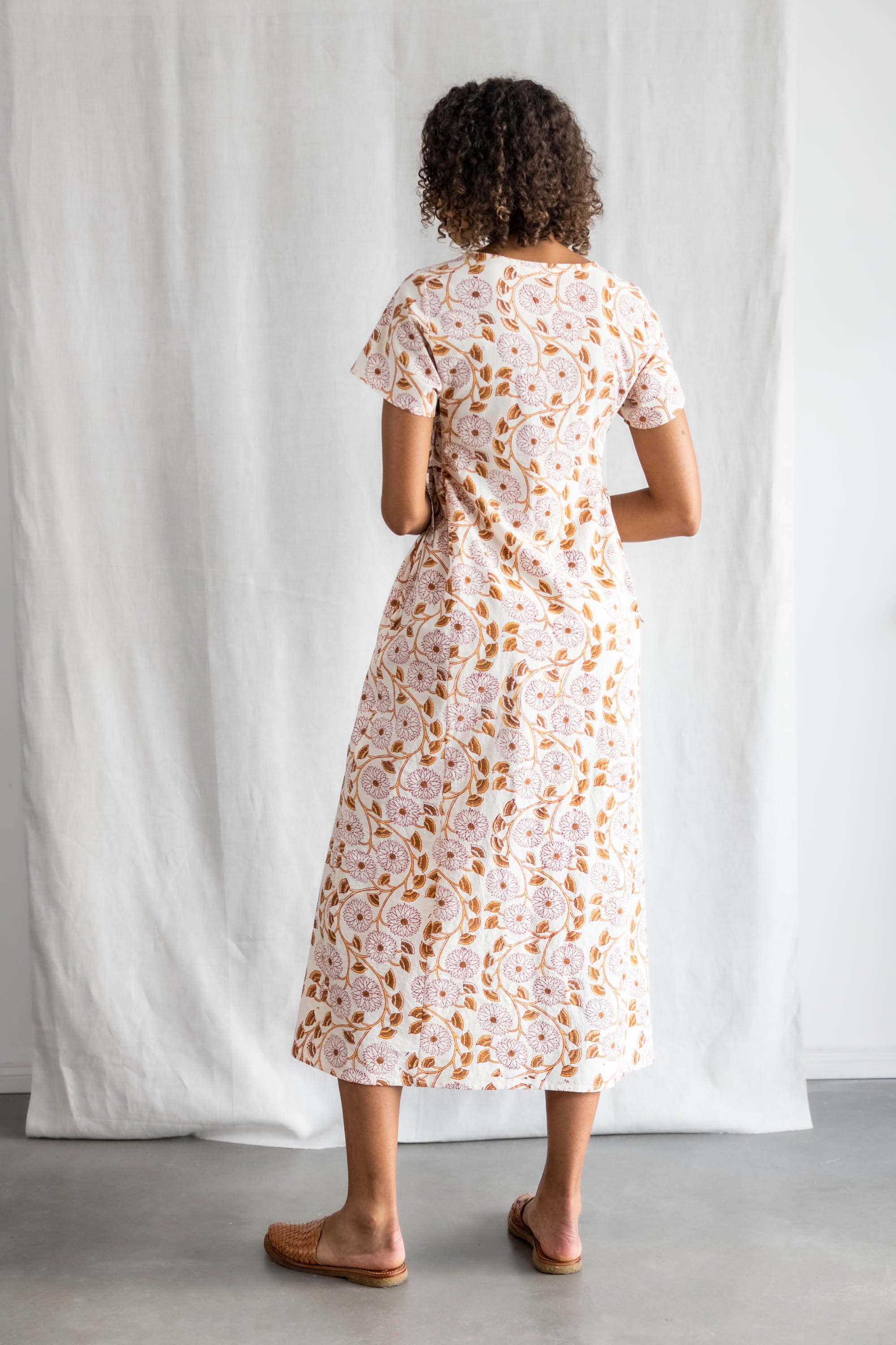 Organic Cotton Dress Ishani Blockprint Flowers