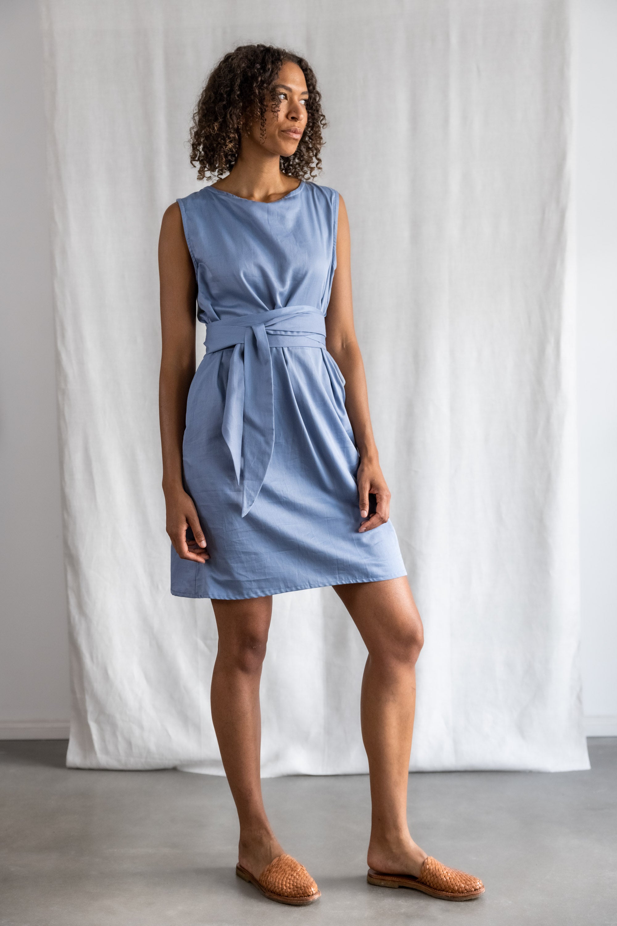 Organic Cotton Dress Aarav Satin Blue