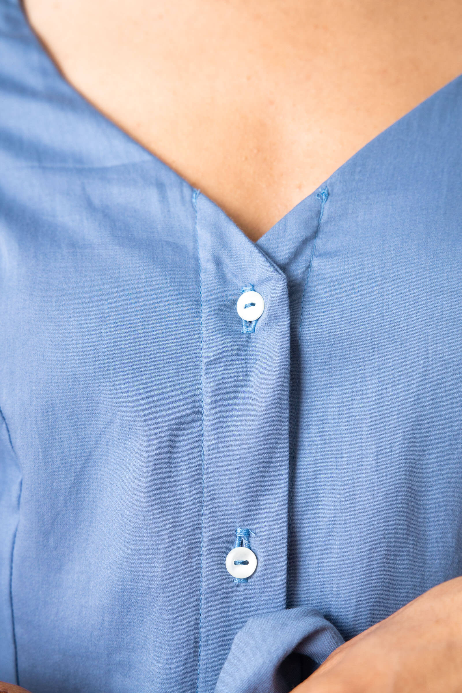 Organic Cotton Summer Dress Satyani Satin Blue