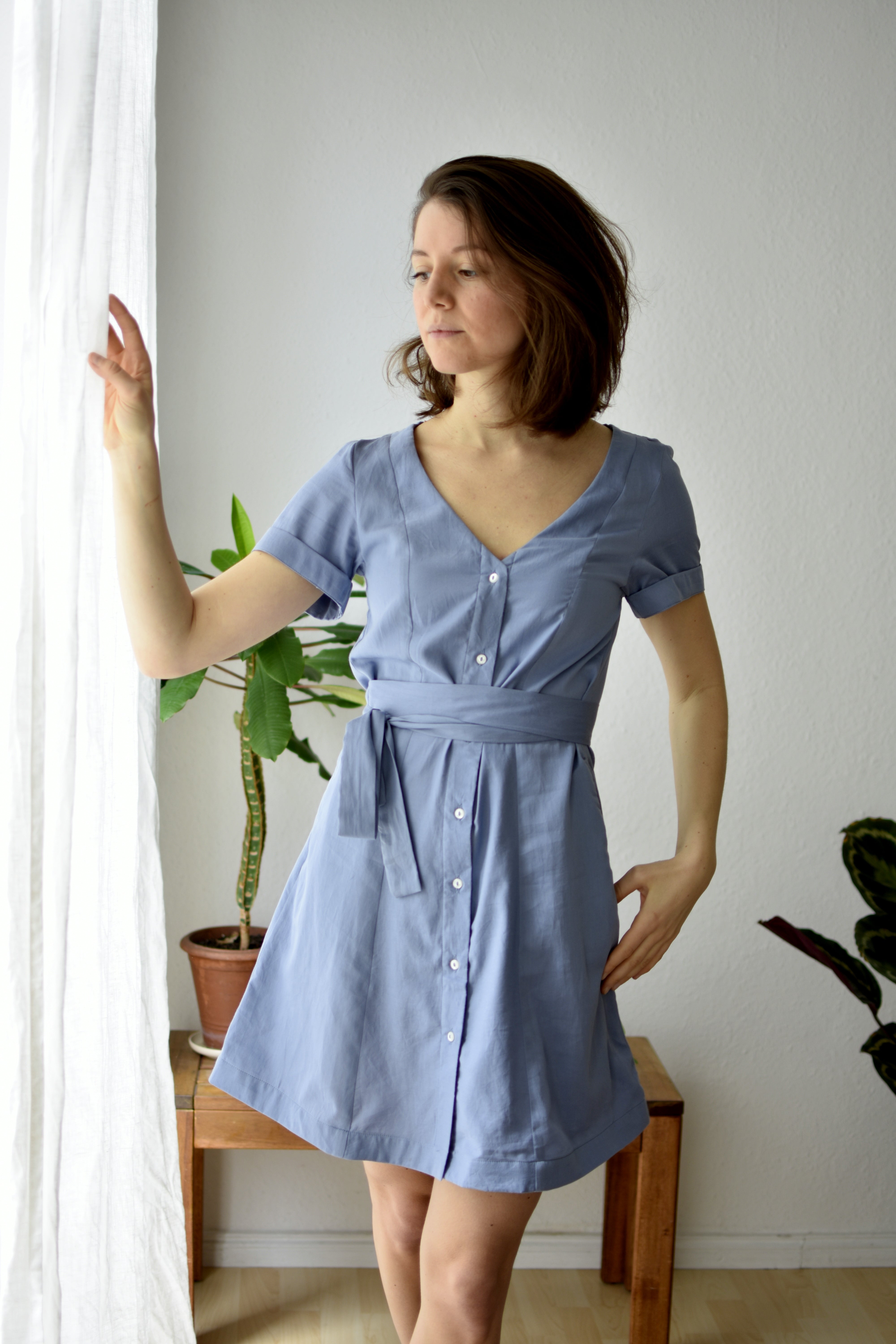 Organic Cotton Summer Dress Satyani Satin Blue