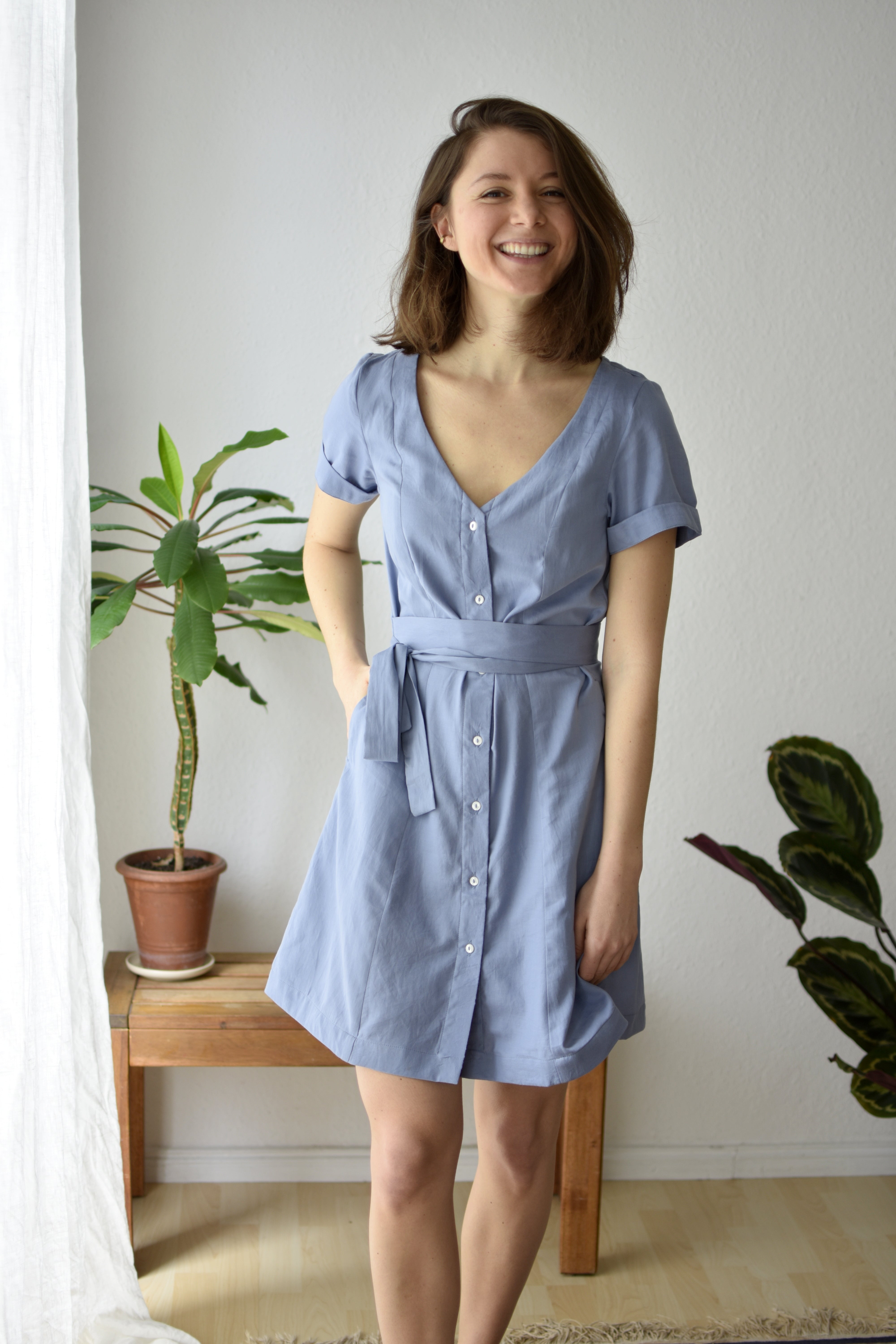 Organic Cotton Summer Dress Satyani Satin Blue
