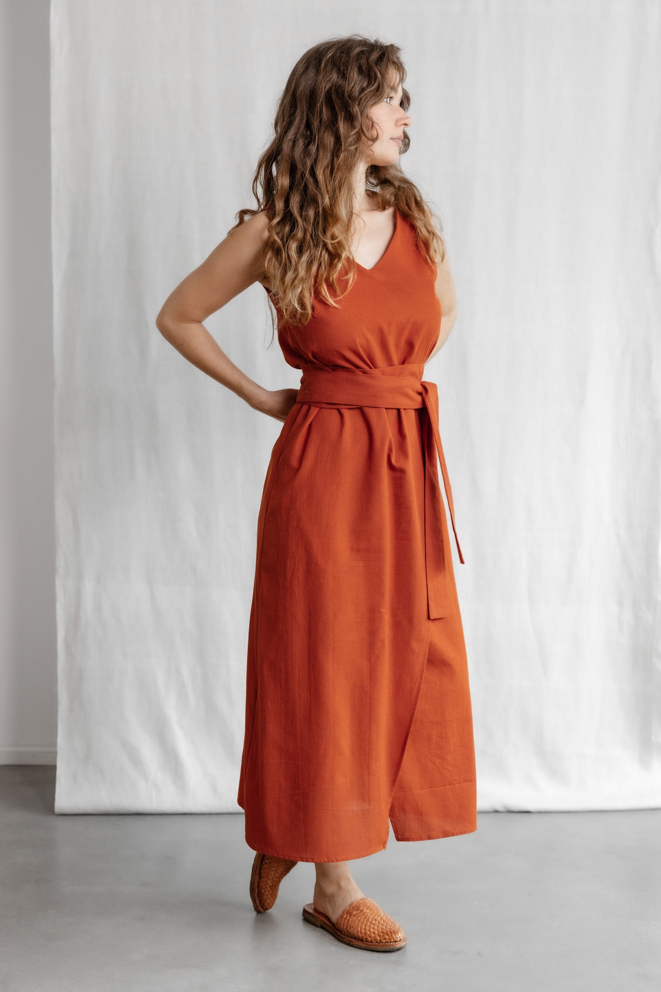 Organic cotton dress Agnila Terracotta