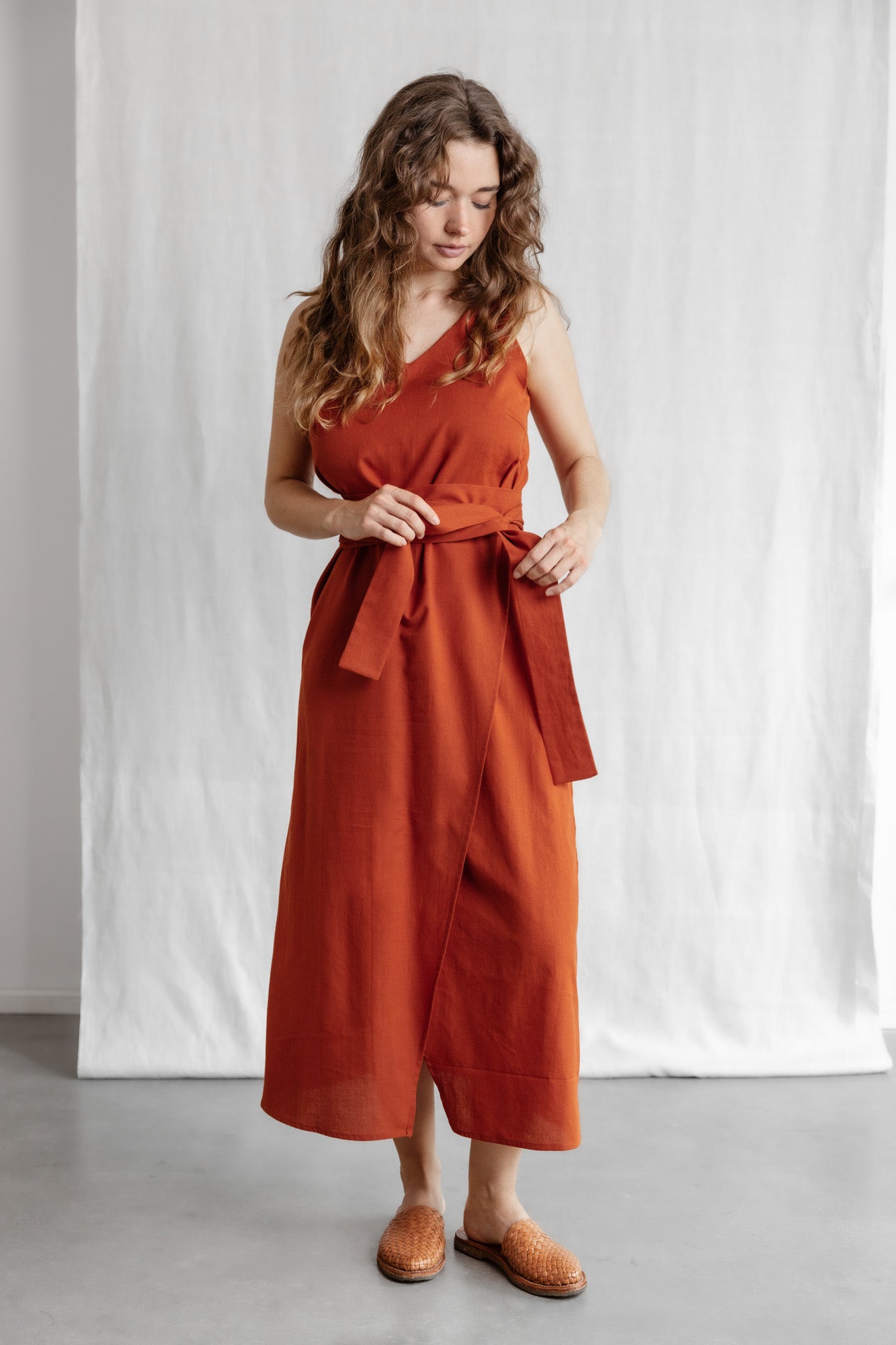 Organic cotton dress Agnila Terracotta