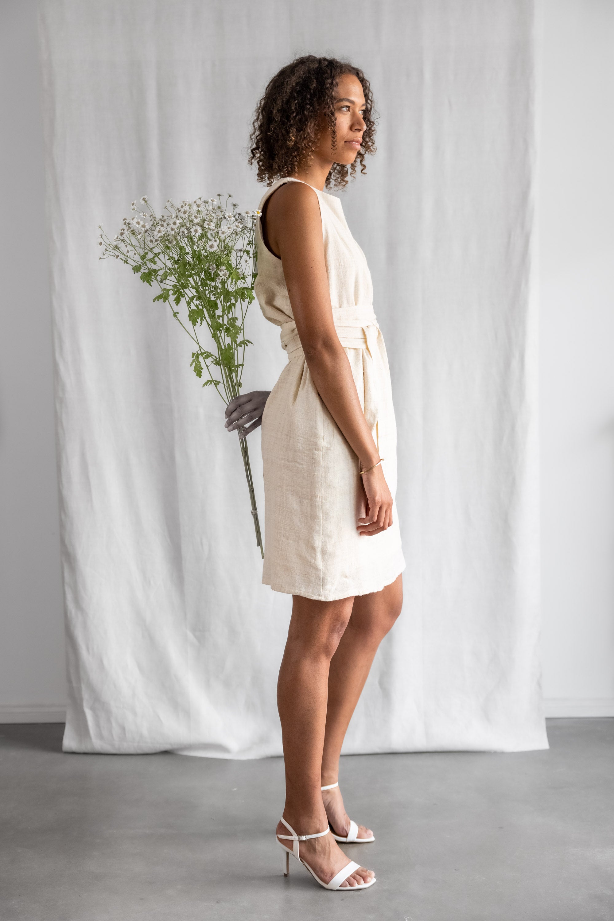 Peace Silk Dress Aarav Cream White